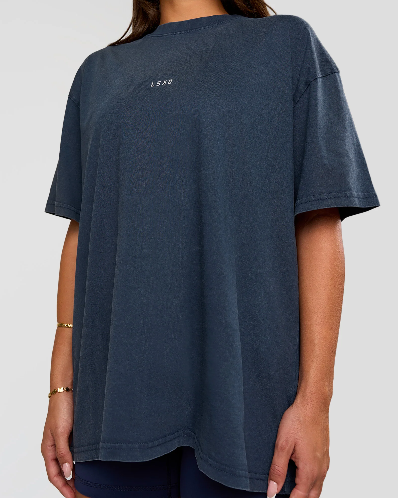 Built On Values Oversized Washed Tee - Future Navy Washed-White - Image 4