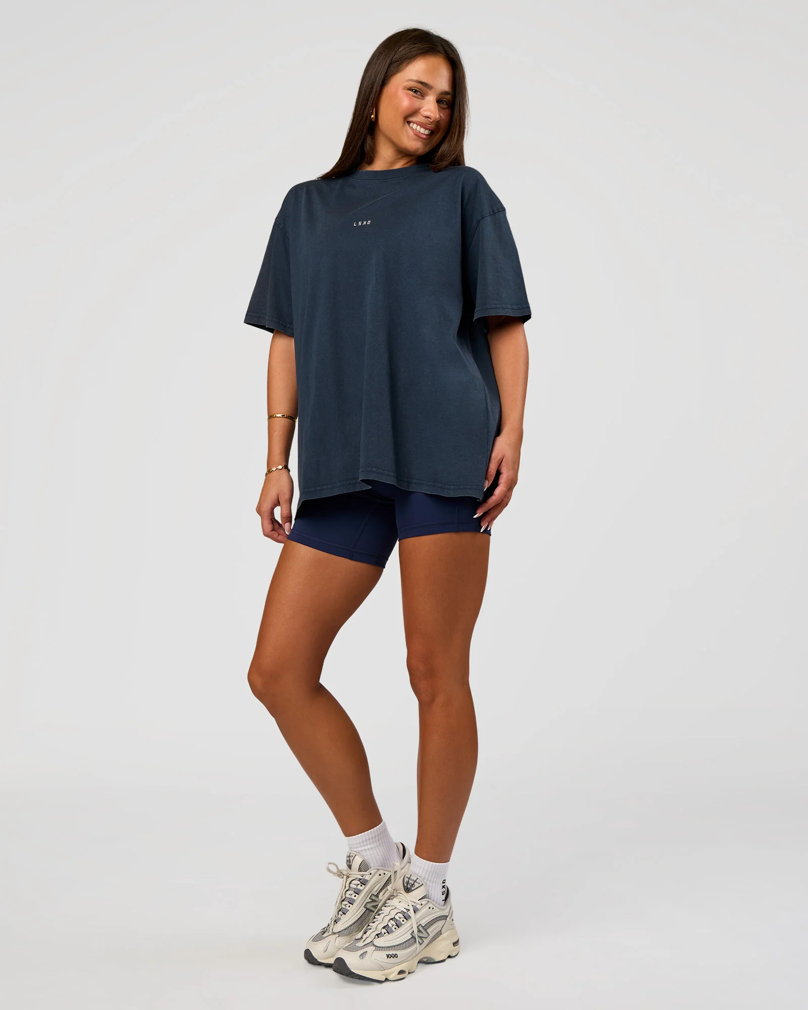 Built On Values Oversized Washed Tee - Future Navy Washed-White - Image 5