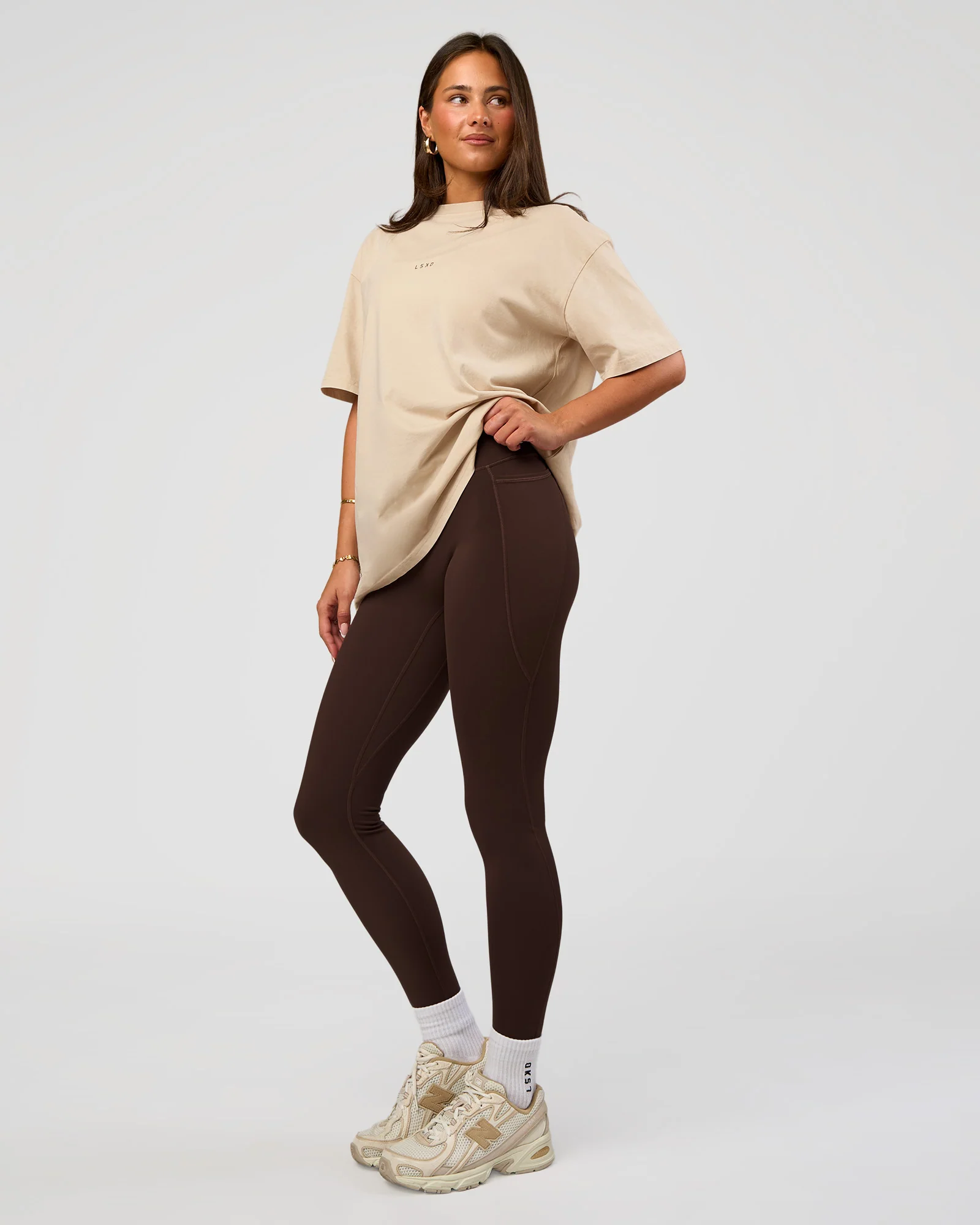 Built On Values Oversized Washed Tee - Shale Beige Washed-Hot Chocolate - Image 3