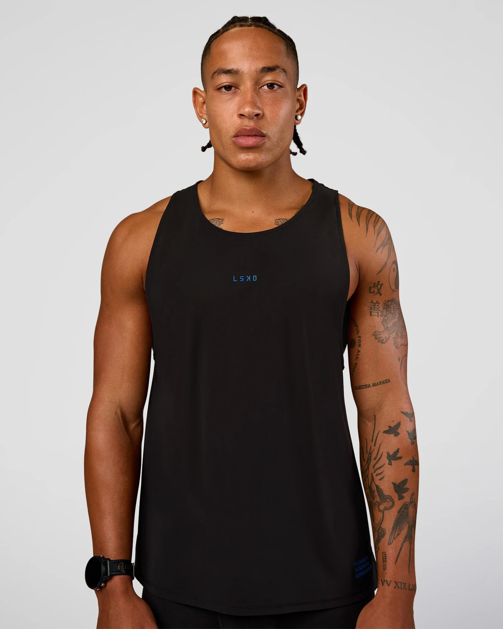 Cadence Run Club Script Values Tank - Black-Palace Blue - Image 2