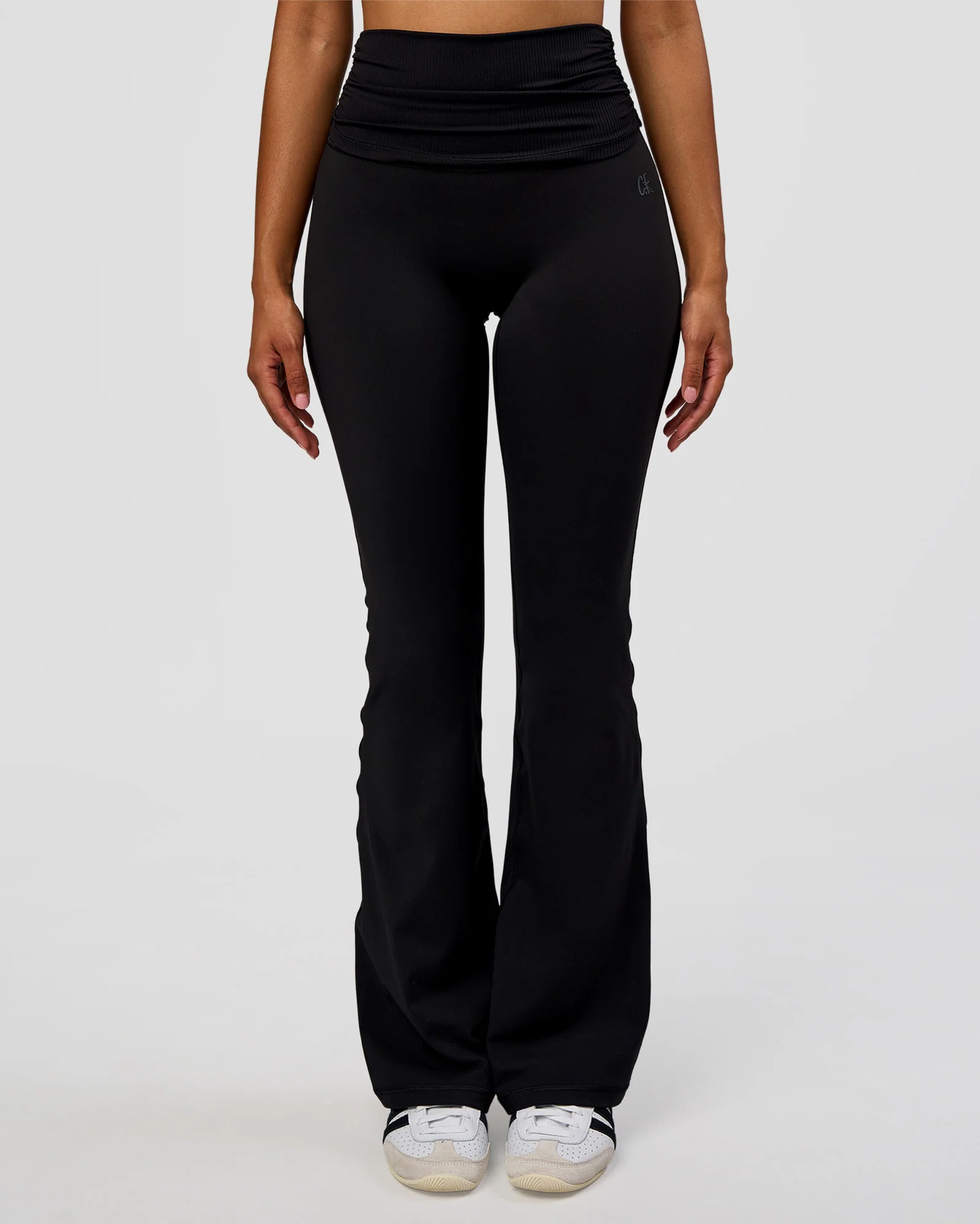 CF Fold Over High-Rise Flared Legging - Black - Image 2
