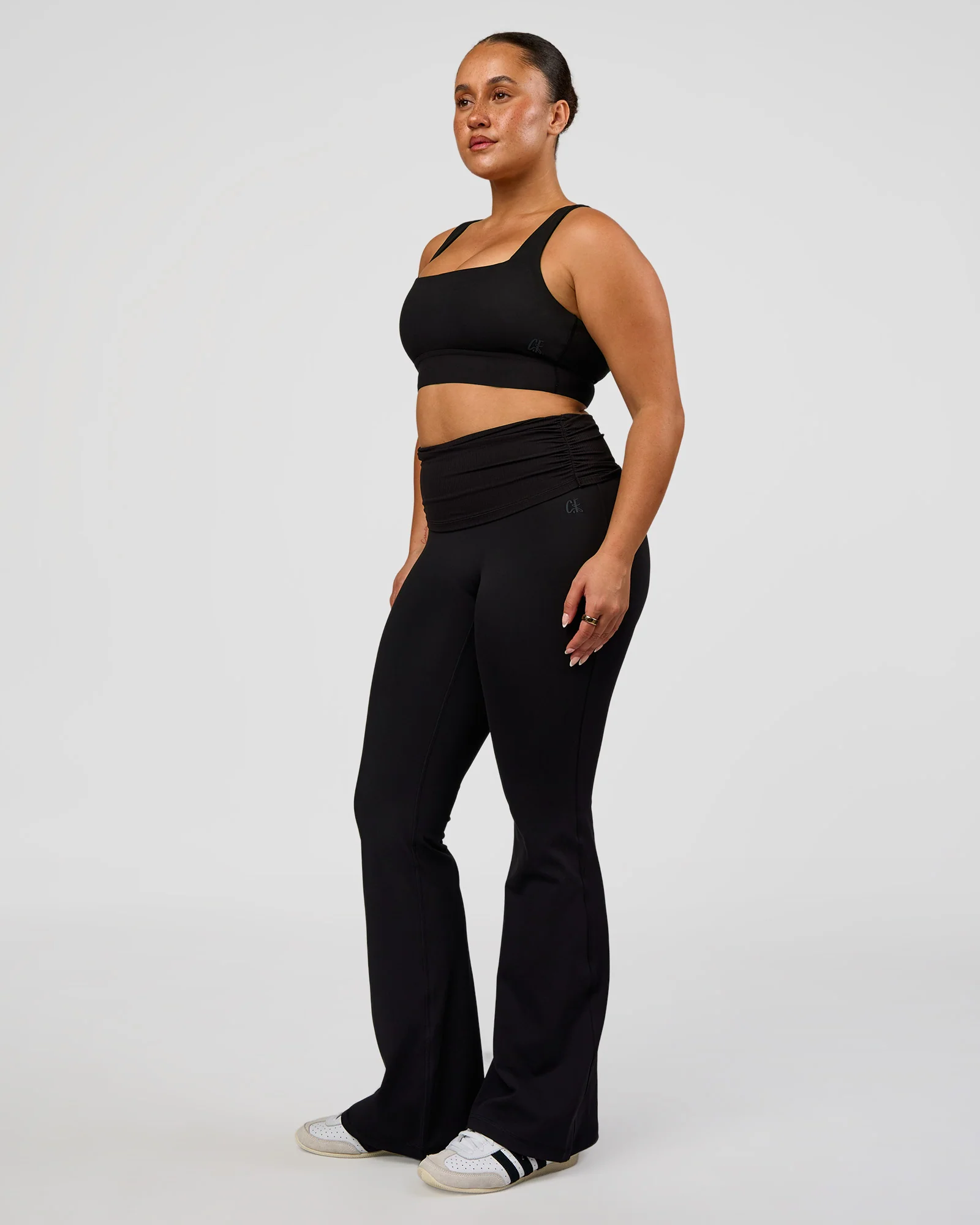 CF Fold Over High-Rise Flared Legging - Black - Image 7