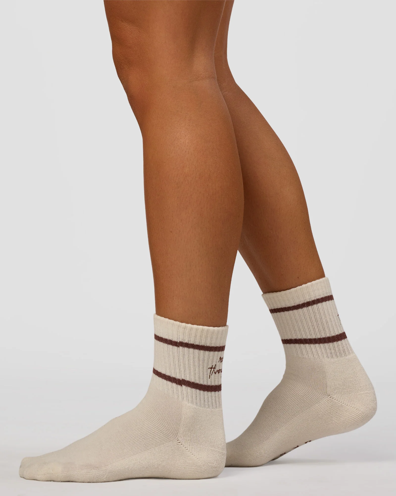 CF Move Through Quarter Socks - Ivory-Hot Chocolate - Image 3