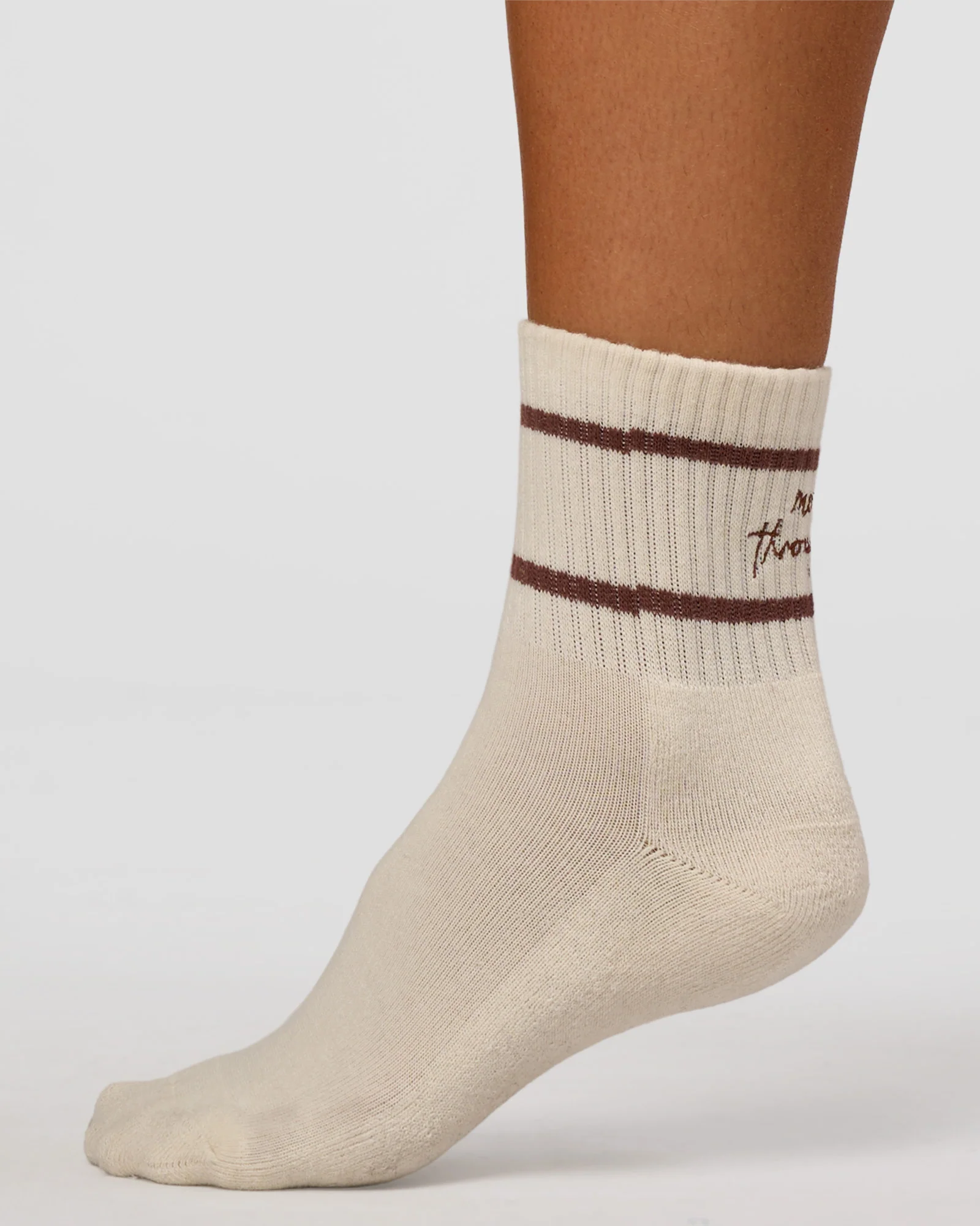CF Move Through Quarter Socks - Ivory-Hot Chocolate - Image 4