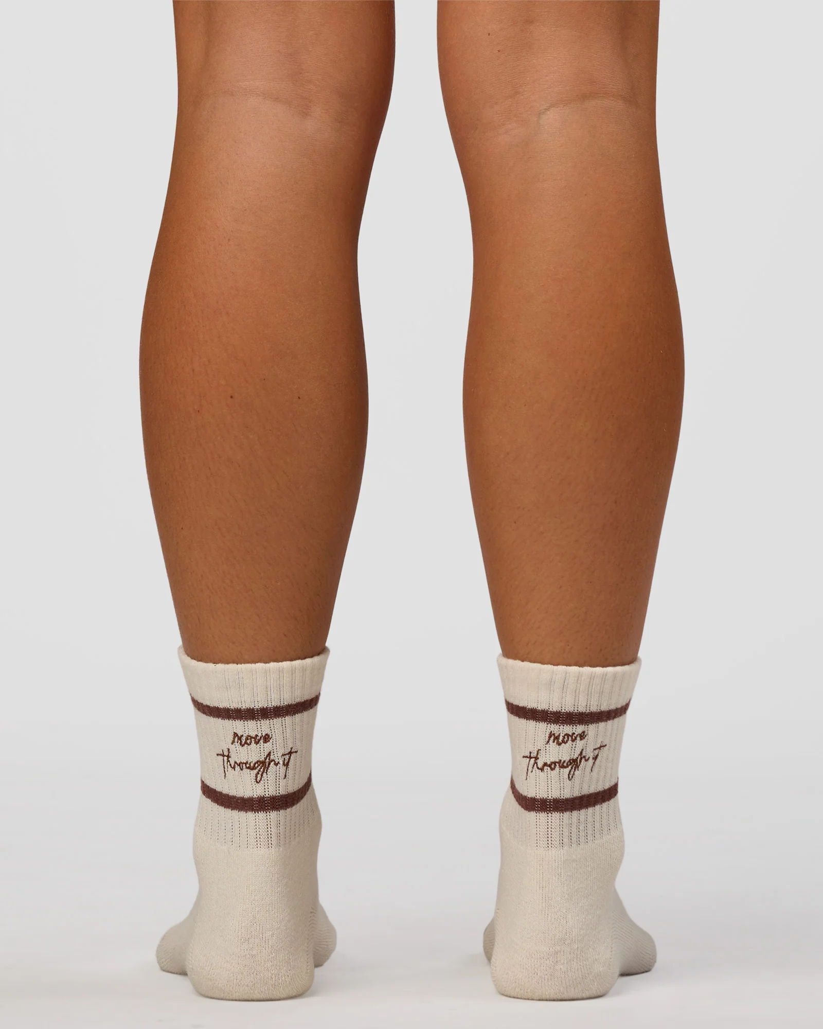 CF Move Through Quarter Socks - Ivory-Hot Chocolate - Image 5