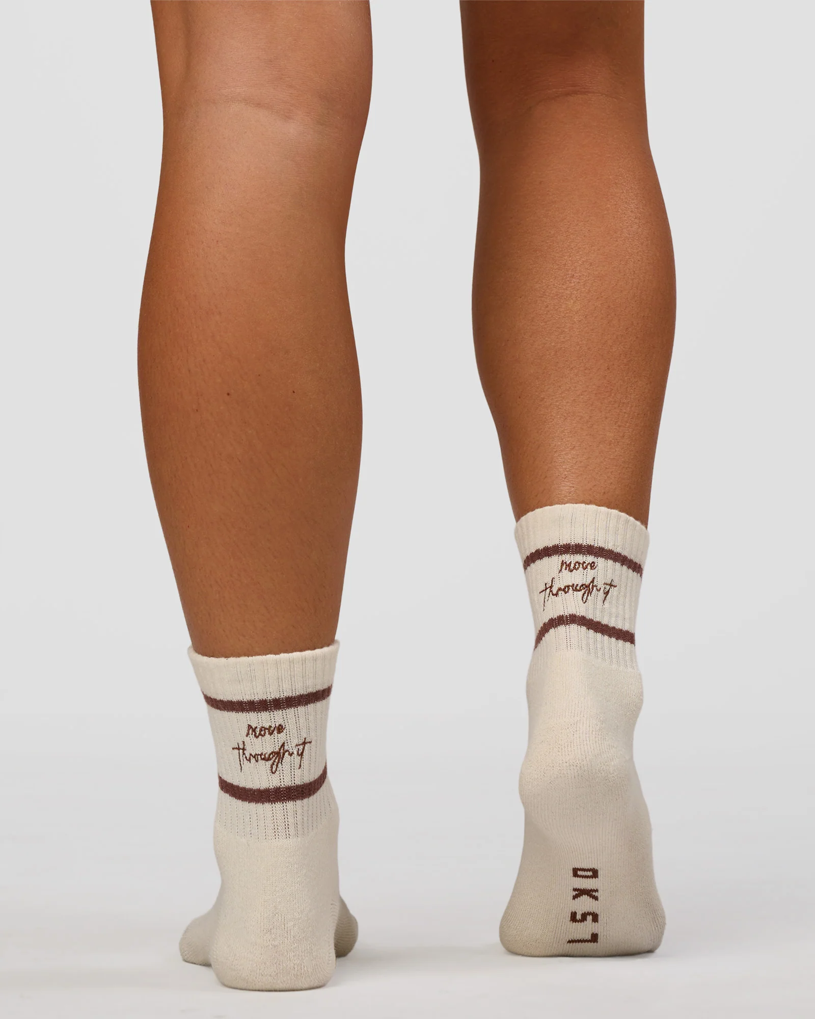 CF Move Through Quarter Socks - Ivory-Hot Chocolate - Image 6