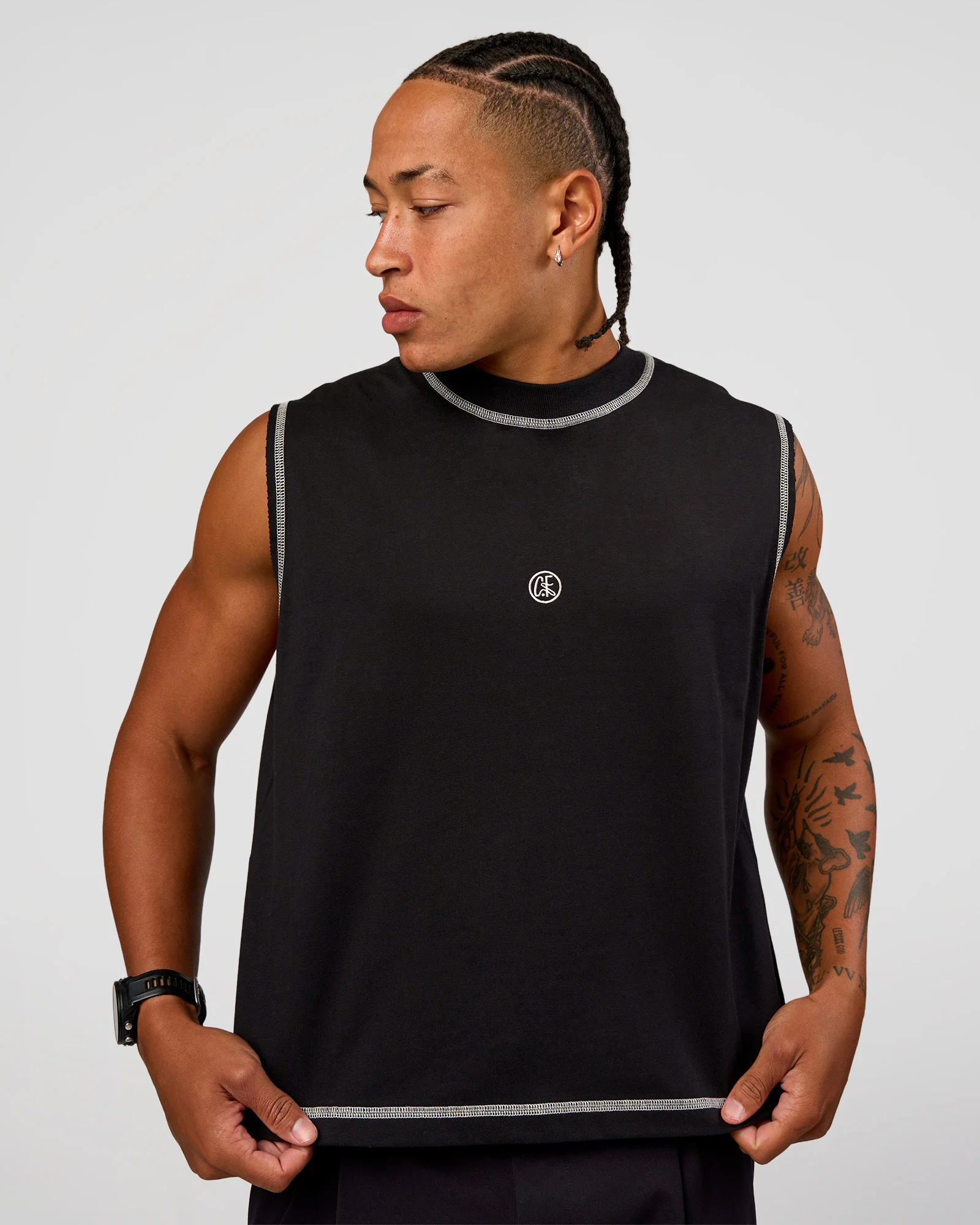 CF Unisex Oversized Heavyweight Boxed Tank - Black-CF X LSKD Sport - Image 6