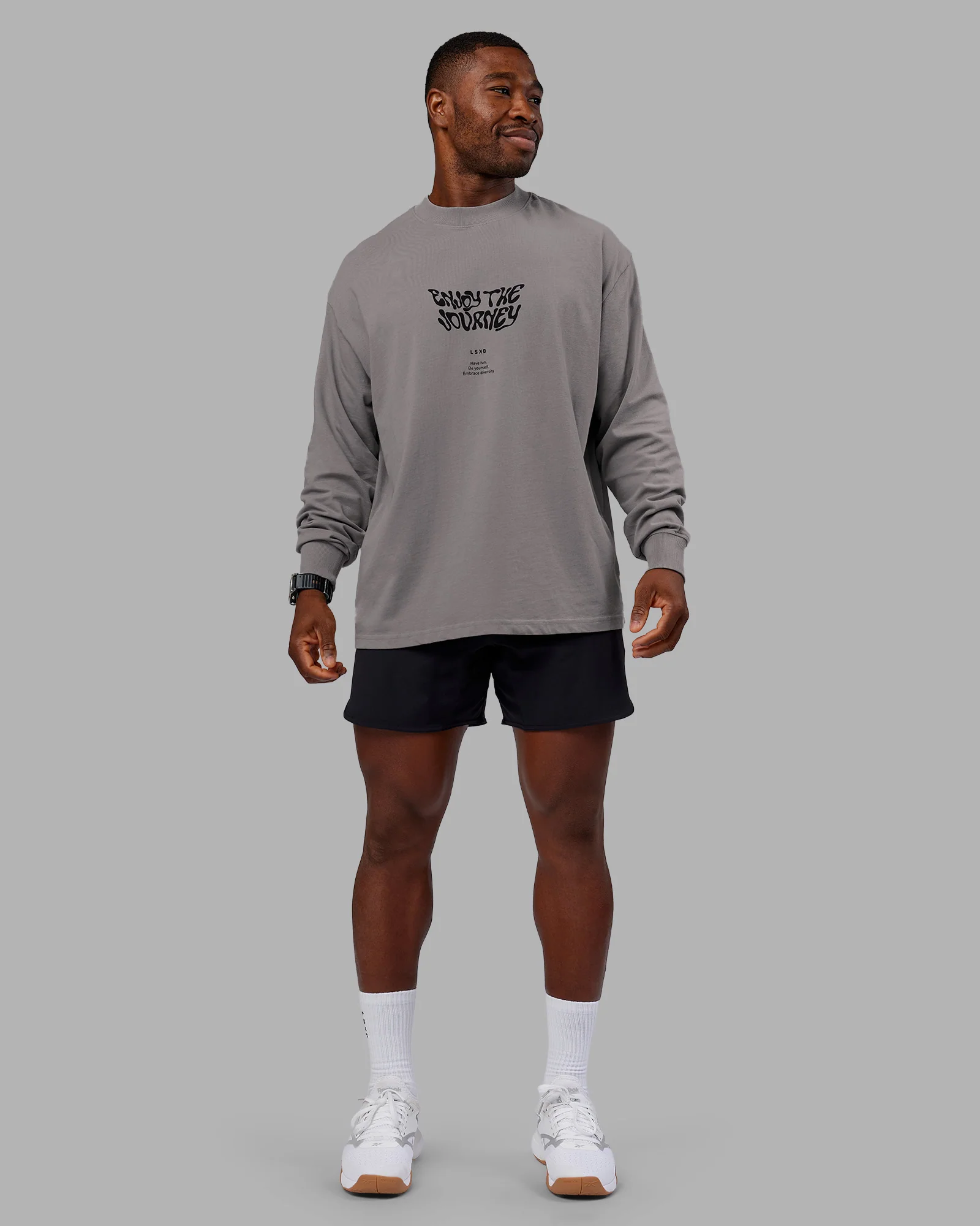 Chrome Washed Heavyweight Oversized Long Sleeve Tee - Circular Grey-Black - Image 2