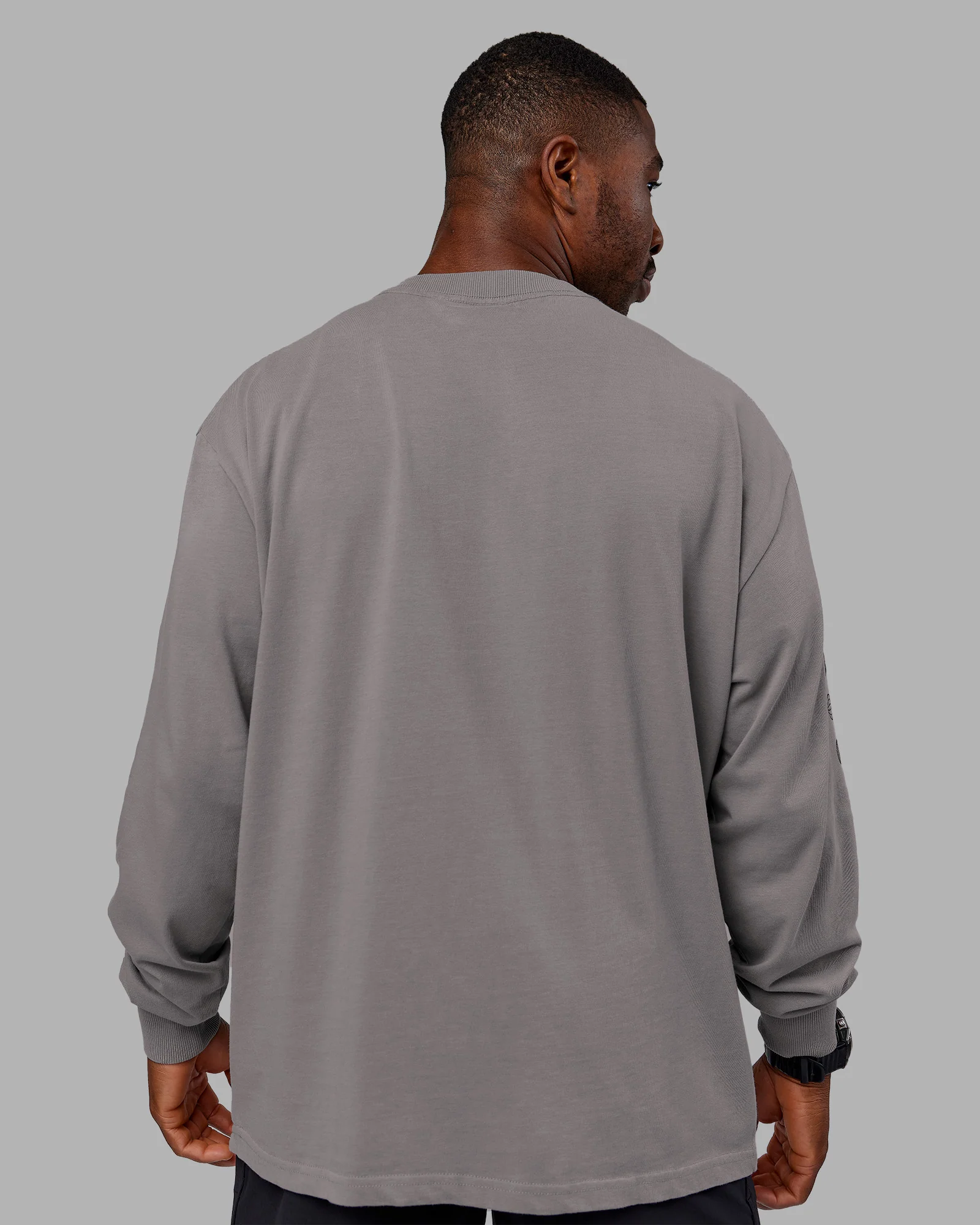 Chrome Washed Heavyweight Oversized Long Sleeve Tee - Circular Grey-Black - Image 4