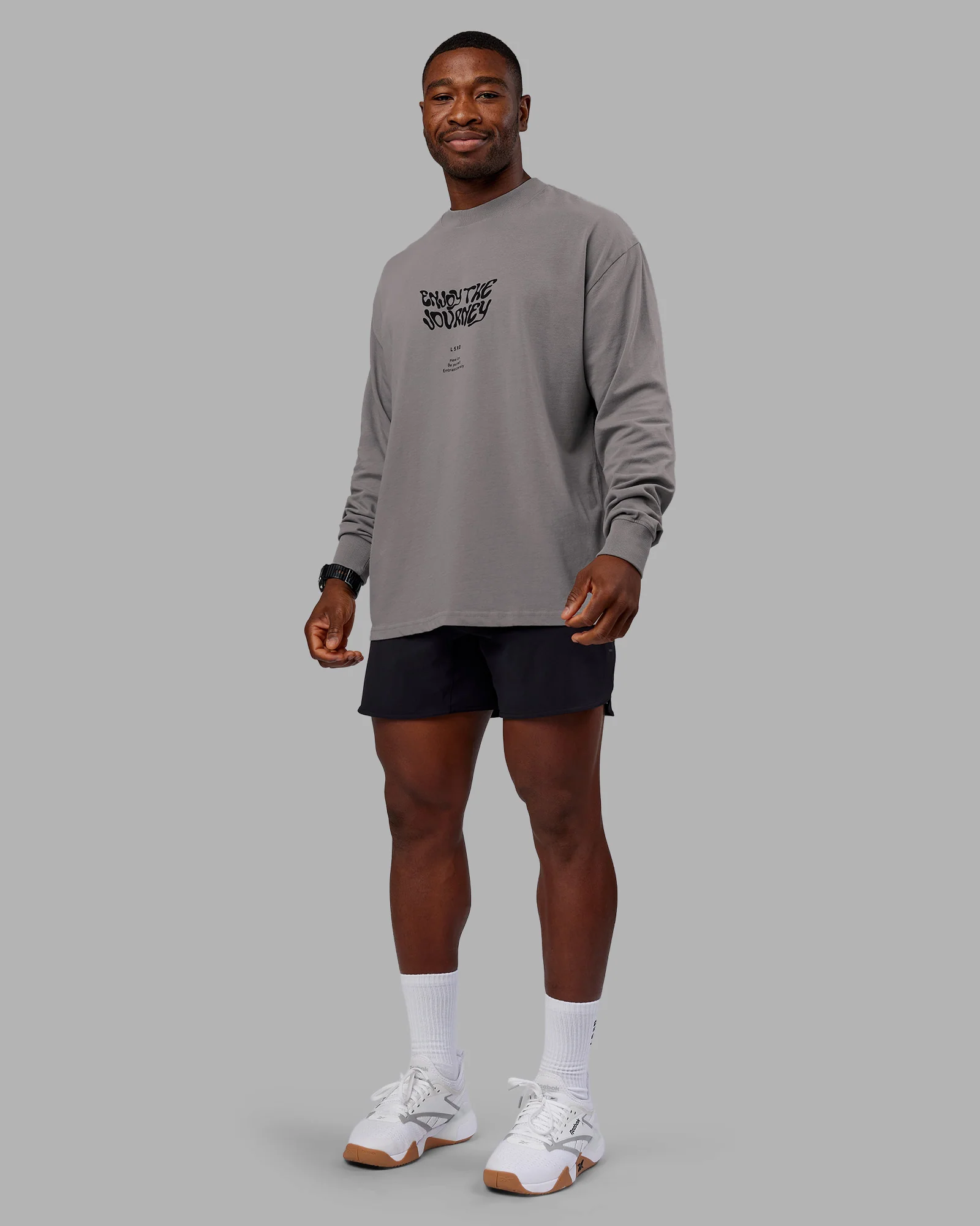 Chrome Washed Heavyweight Oversized Long Sleeve Tee - Circular Grey-Black - Image 5