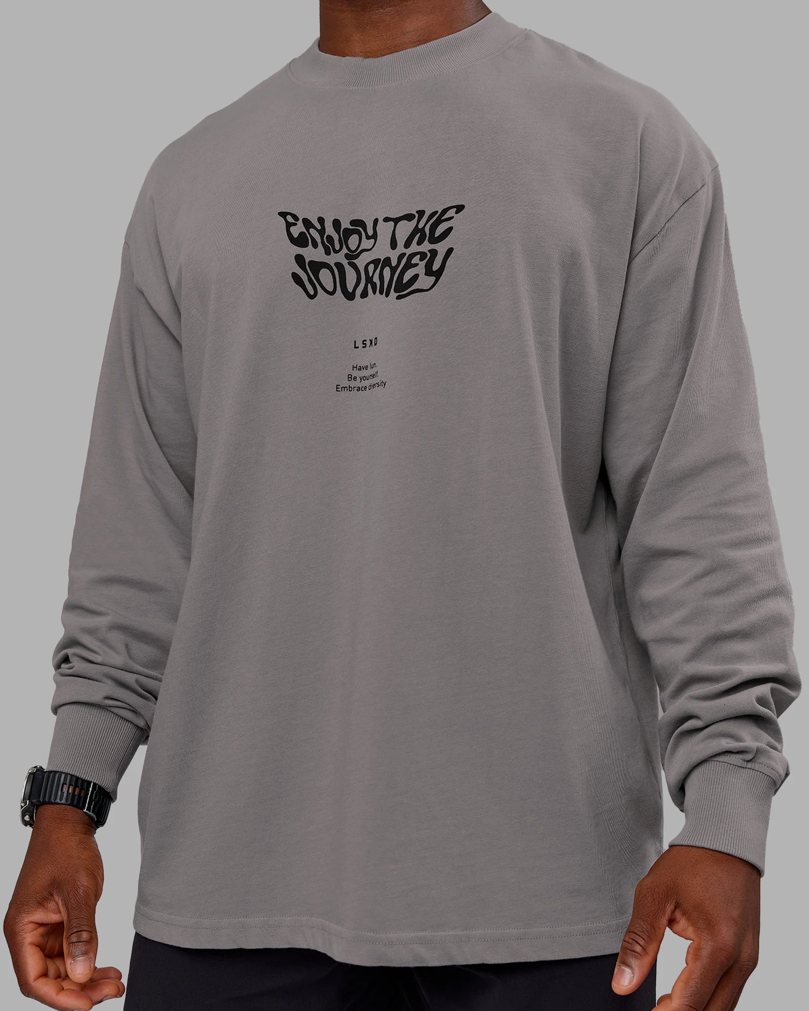 Chrome Washed Heavyweight Oversized Long Sleeve Tee - Circular Grey-Black - Image 7