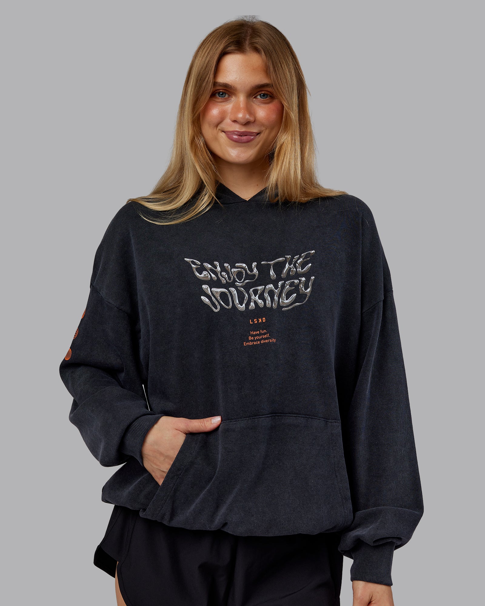 Chrome Washed Oversized Hoodie - Black - Image 2