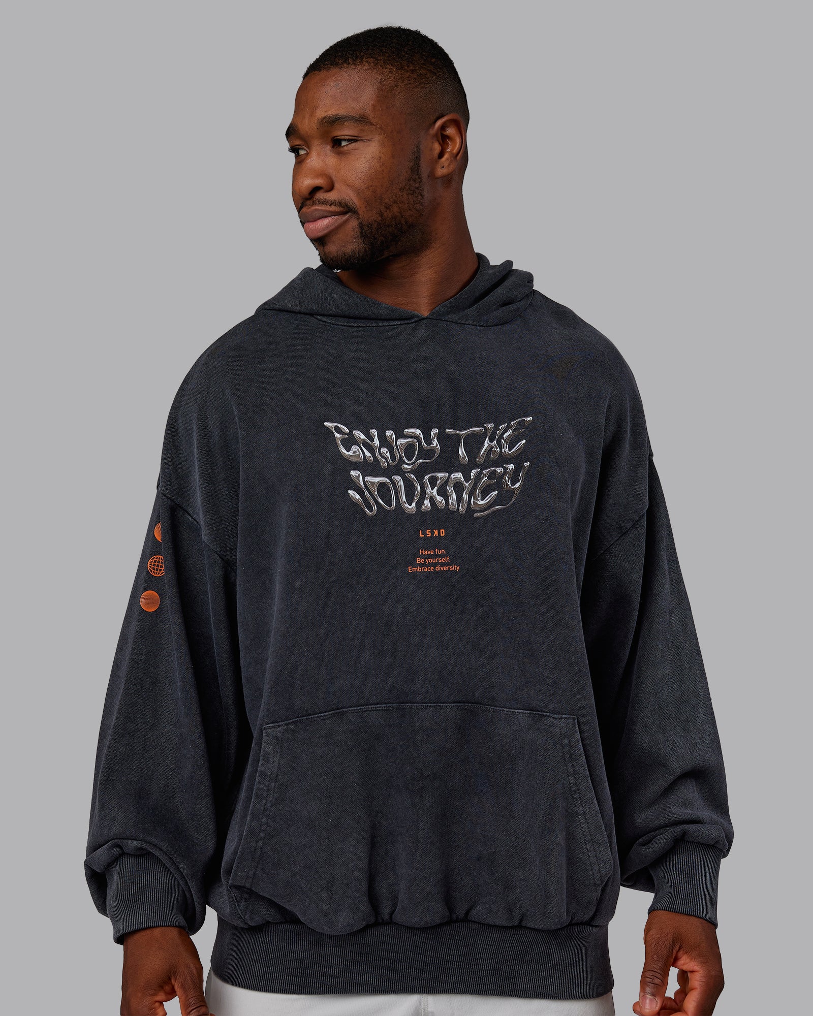 Chrome Washed Oversized Hoodie - Black - Image 3