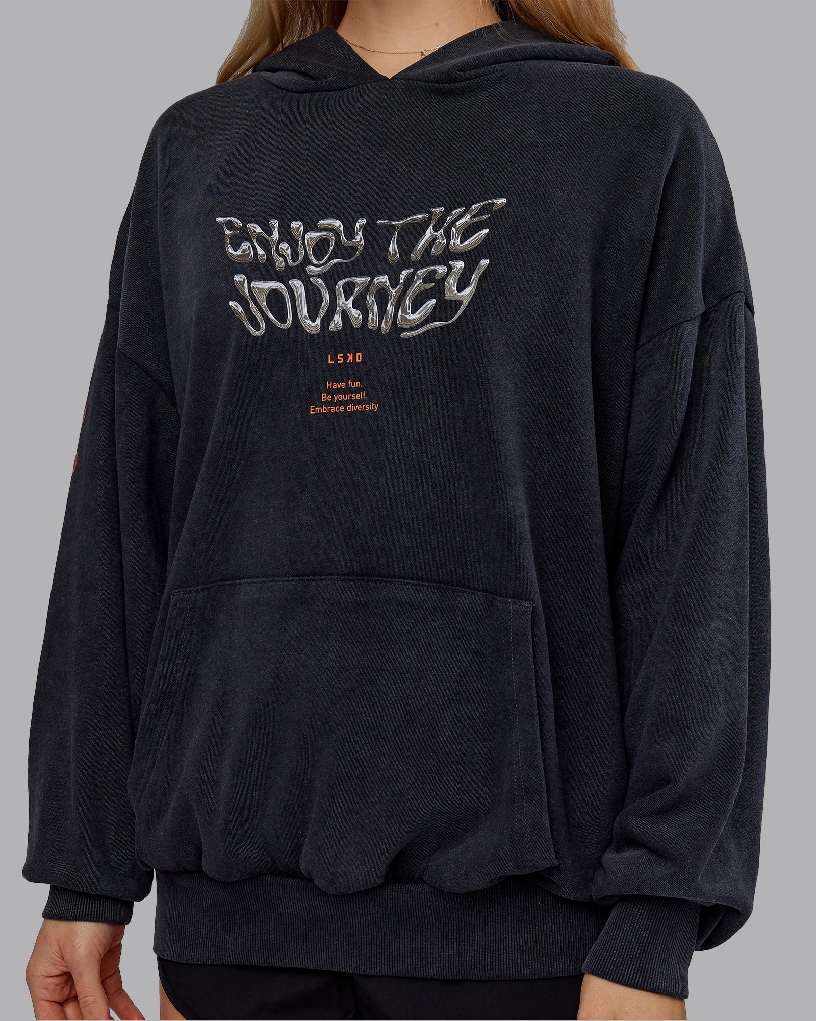 Chrome Washed Oversized Hoodie - Black - Image 7