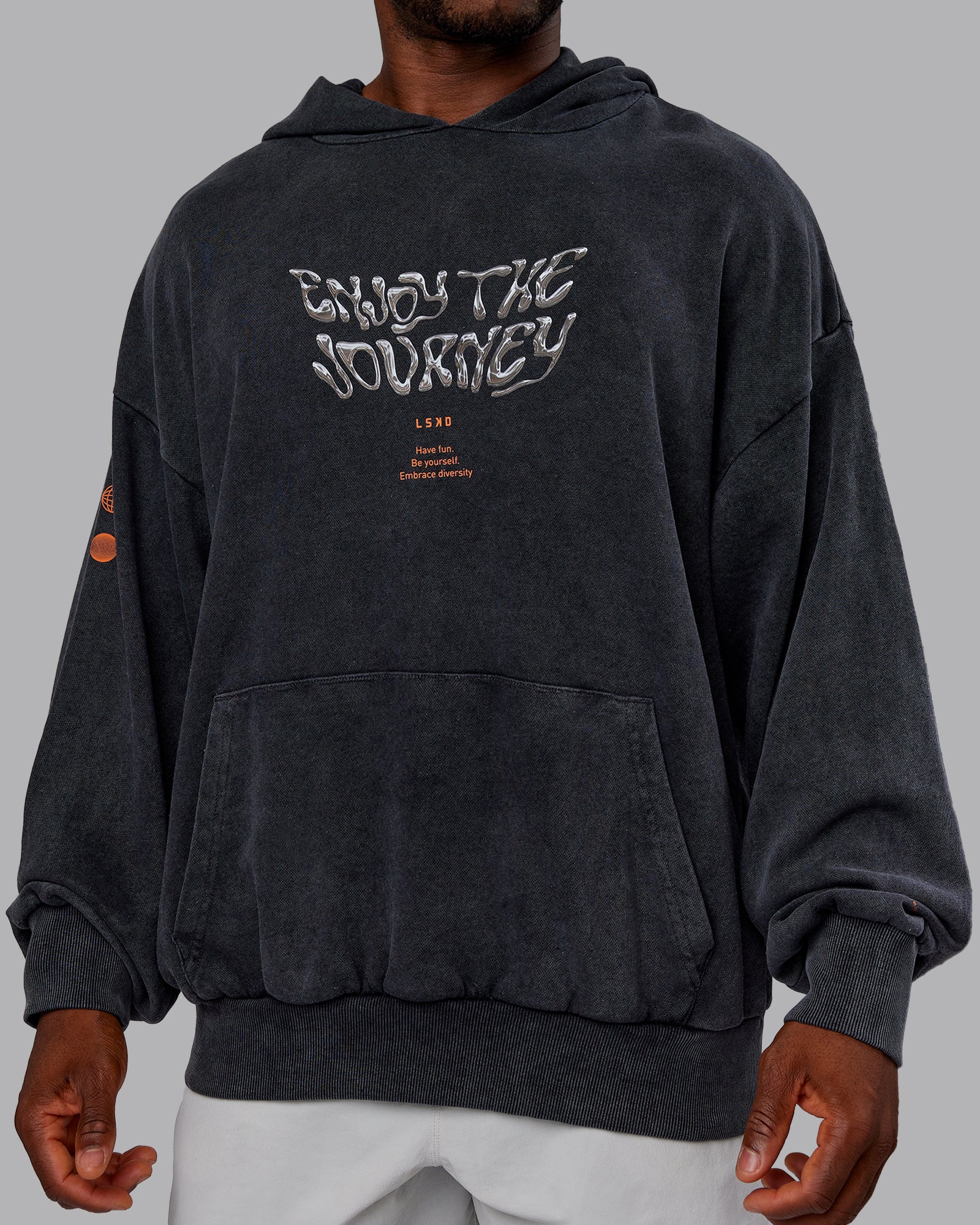 Chrome Washed Oversized Hoodie - Black - Image 8