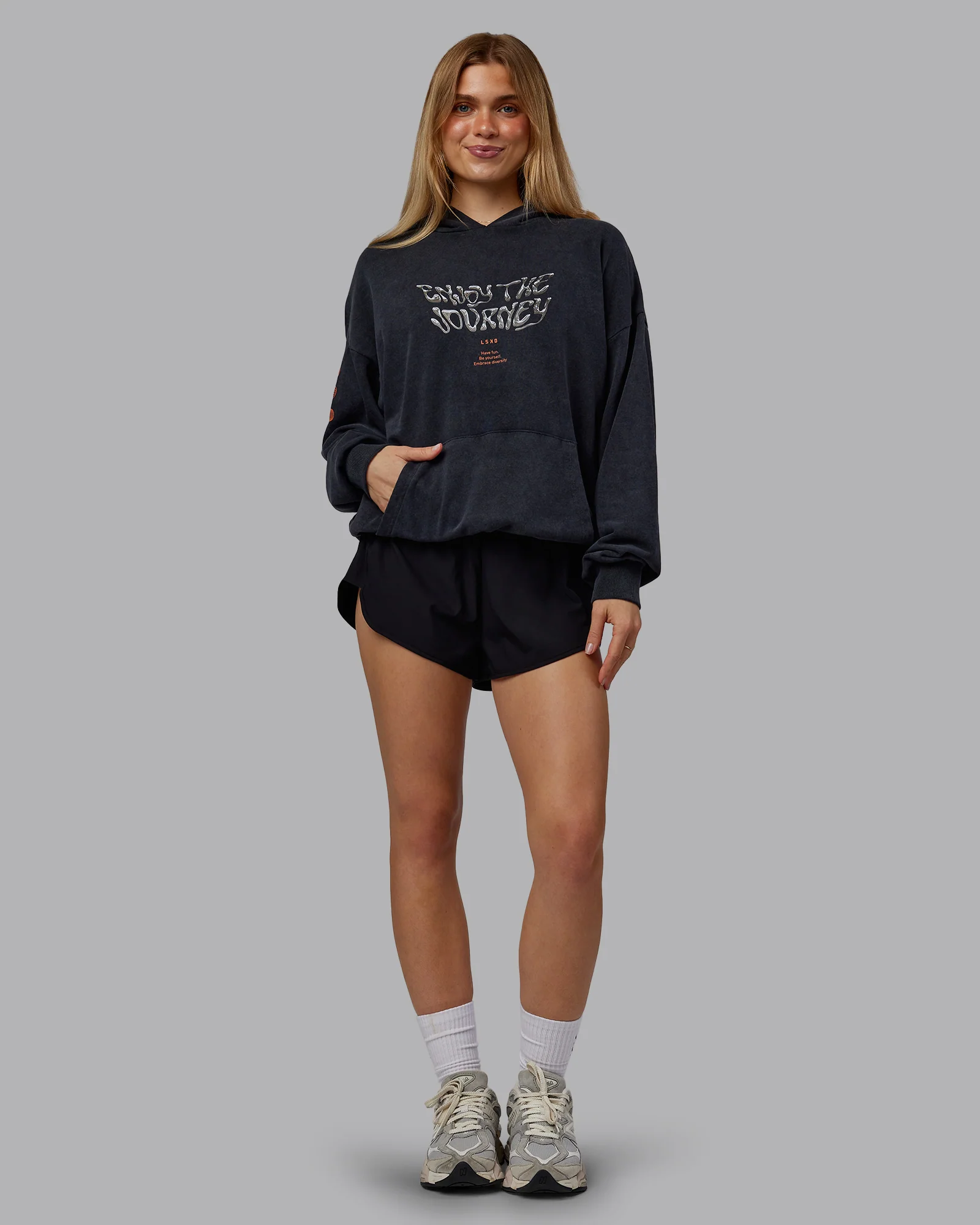 Chrome Washed Oversized Hoodie - Black - Image 9