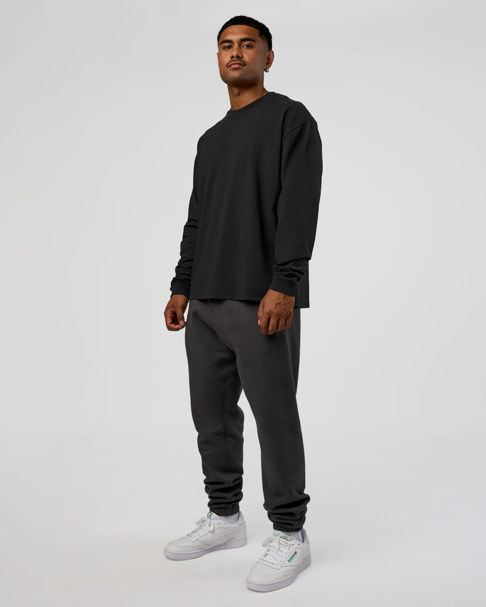 Classic Heavyweight FLXCotton Oversized Long Sleeve Tee - Washed Black-Black - Image 2