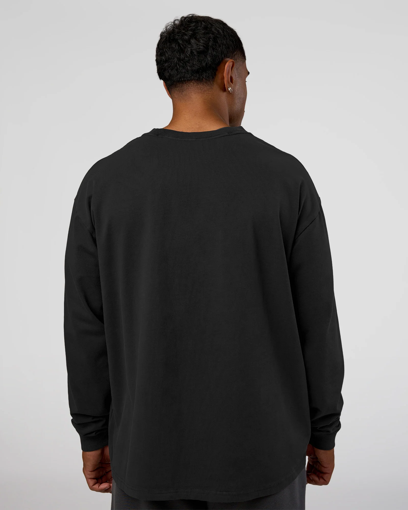 Classic Heavyweight FLXCotton Oversized Long Sleeve Tee - Washed Black-Black - Image 3