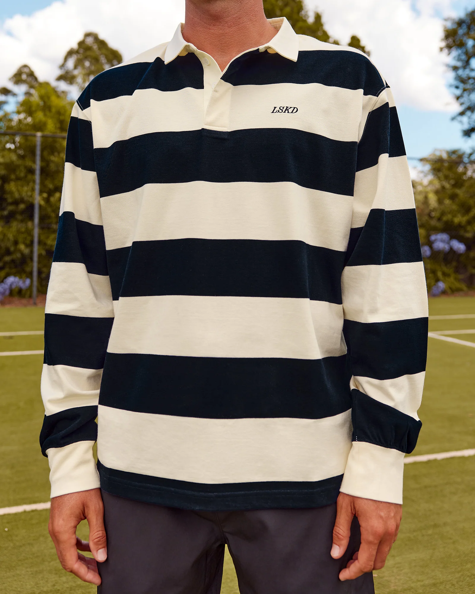 Clubhouse Unisex Rugby Polo - Future Navy-Off White - Image 2