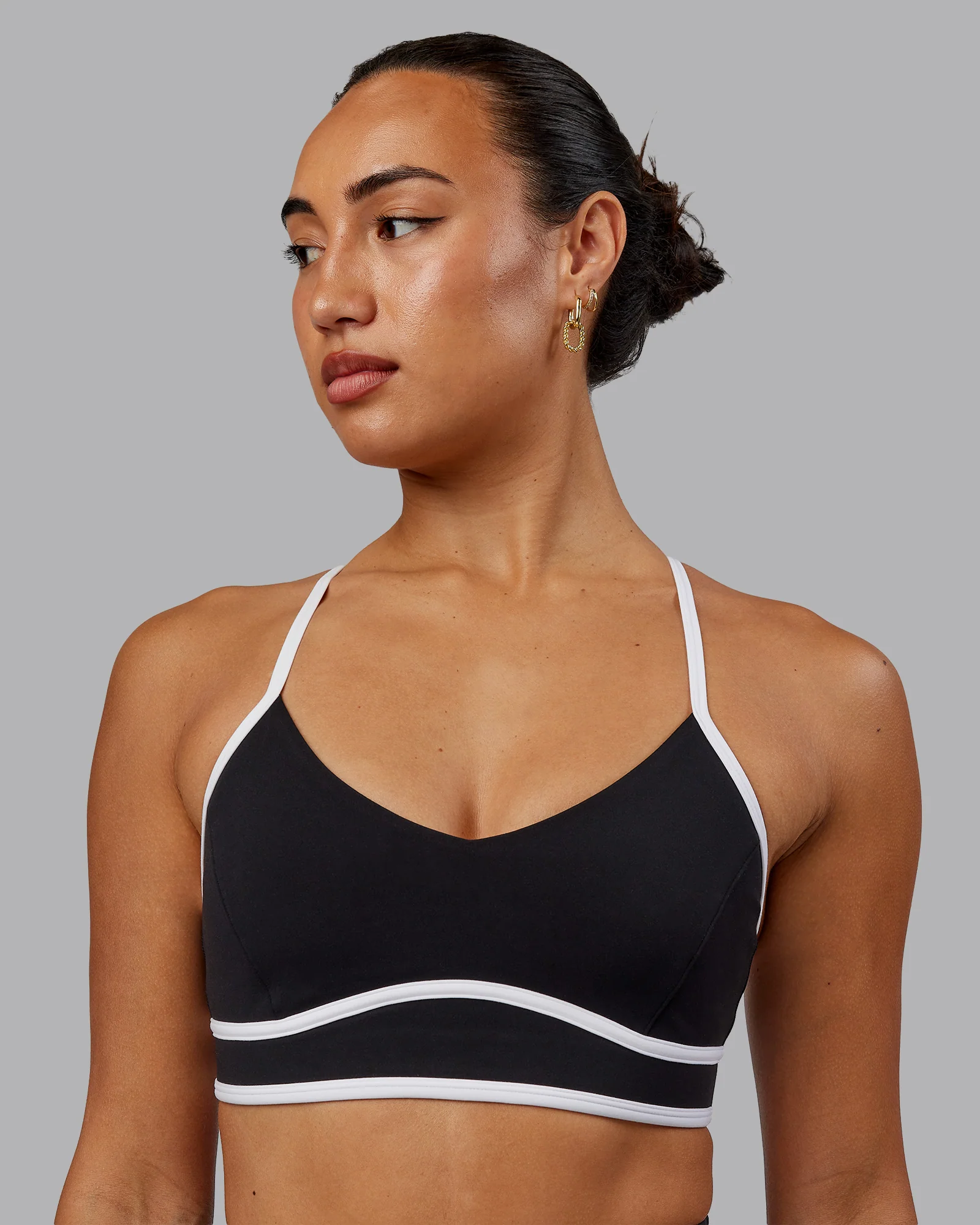 Contrast Sports Bra - Black-White - Image 3