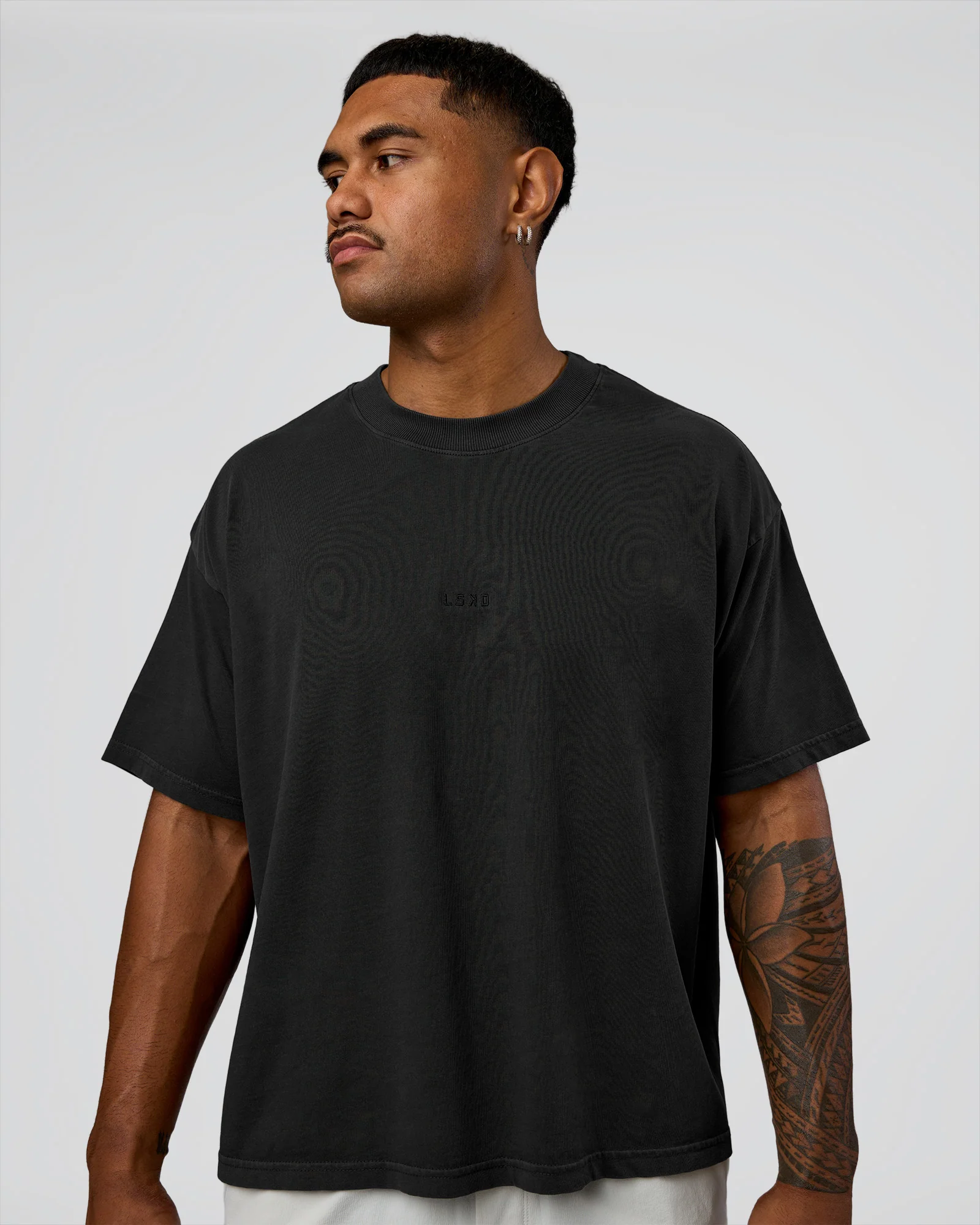 Oversized Heavyweight Boxed Tee - Washed Black - Image 2