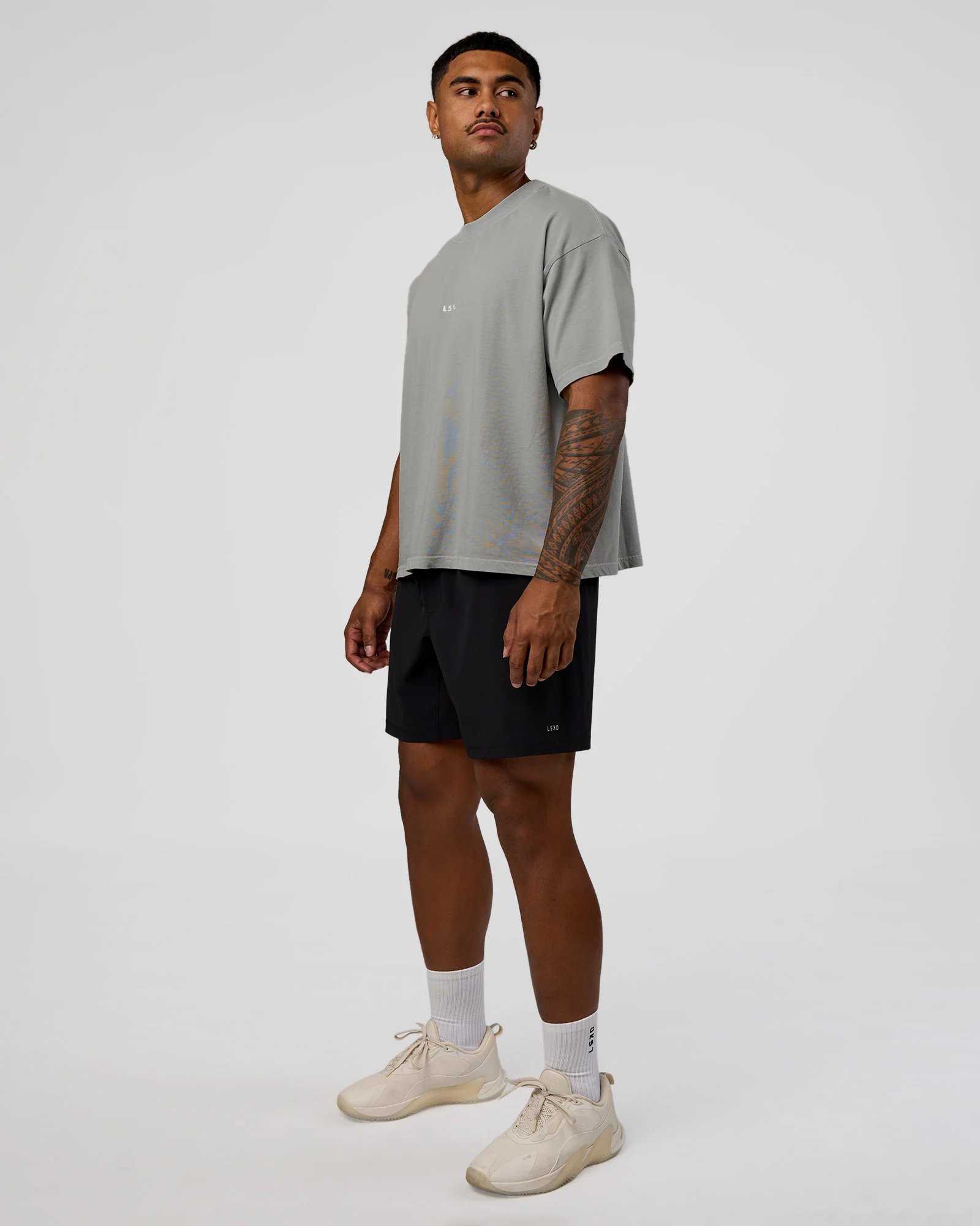Oversized Heavyweight Boxed Tee - Light Grey Marl - Image 6