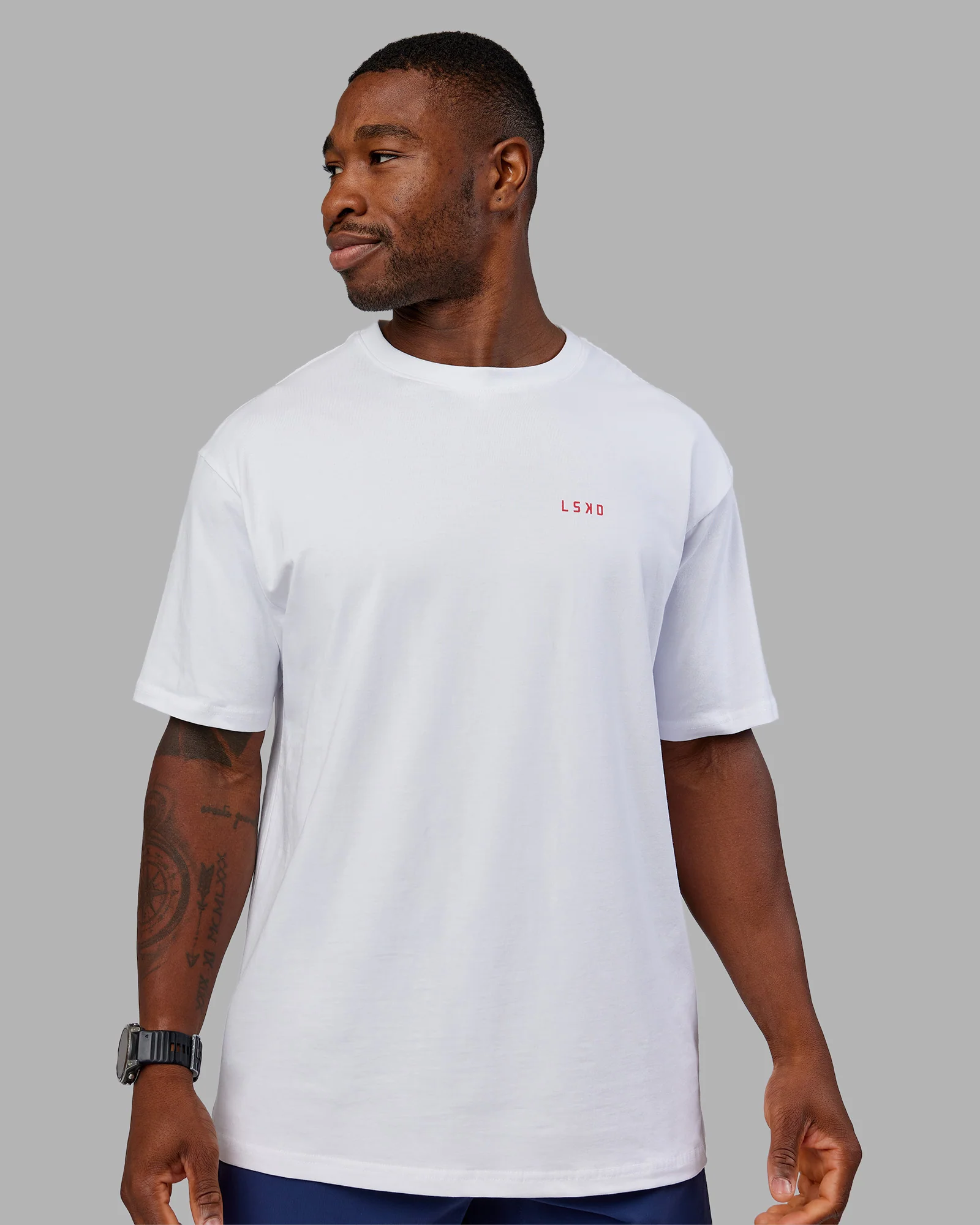 Dare To Think FLXCotton Tee Oversize - White-Scarlet - Image 3
