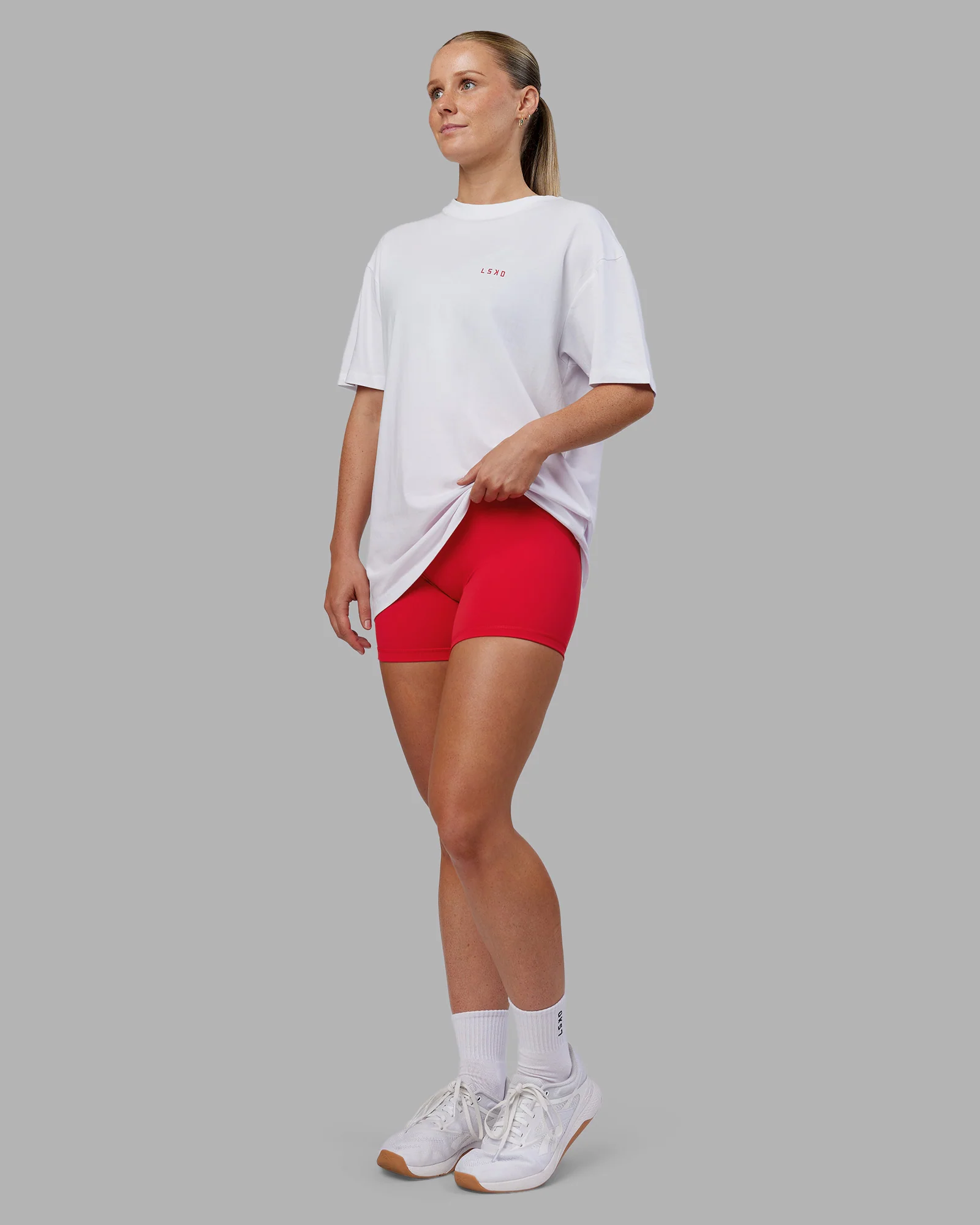 Dare To Think FLXCotton Tee Oversize - White-Scarlet - Image 6