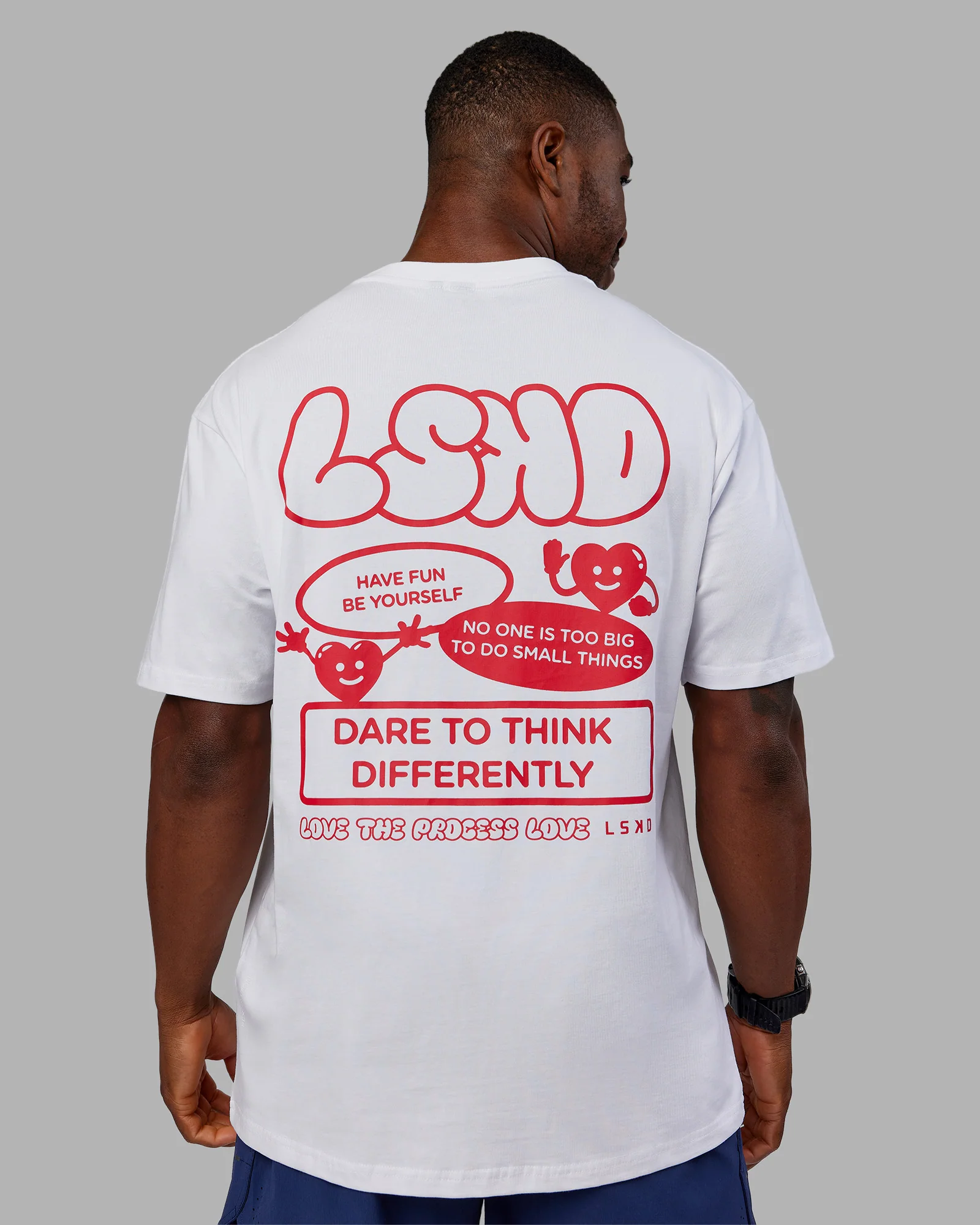 Dare To Think FLXCotton Tee Oversize - White-Scarlet - Image 7