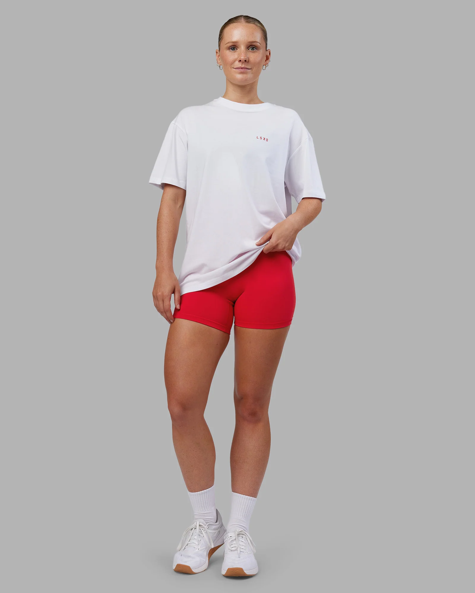 Dare To Think FLXCotton Tee Oversize - White-Scarlet - Image 9