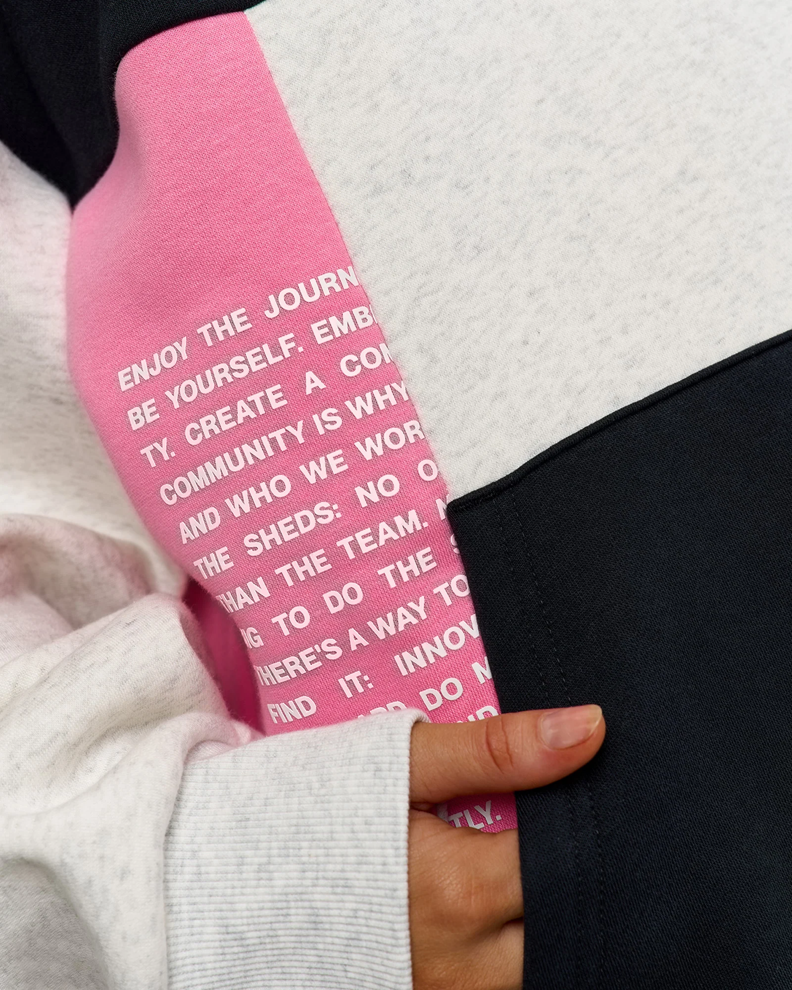Deconstructed Fleece Hoodie - Caviar-Candy Pink-Grey Marl - Image 10