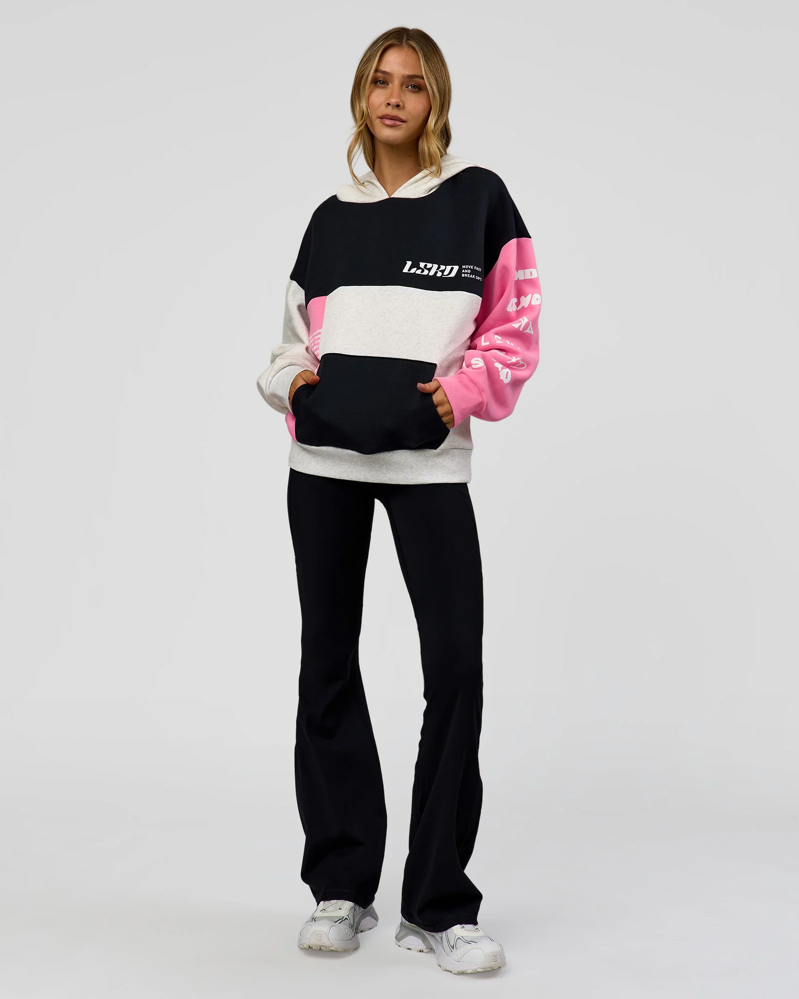Deconstructed Fleece Hoodie - Caviar-Candy Pink-Grey Marl - Image 11