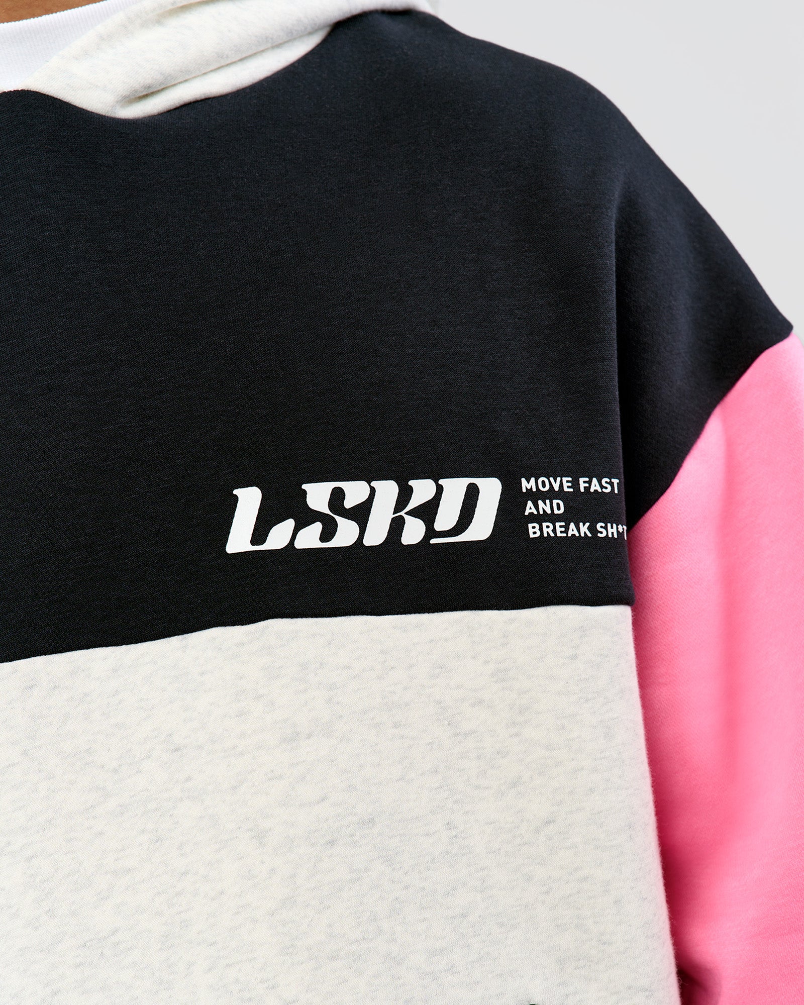 Deconstructed Fleece Hoodie - Caviar-Candy Pink-Grey Marl - Image 13