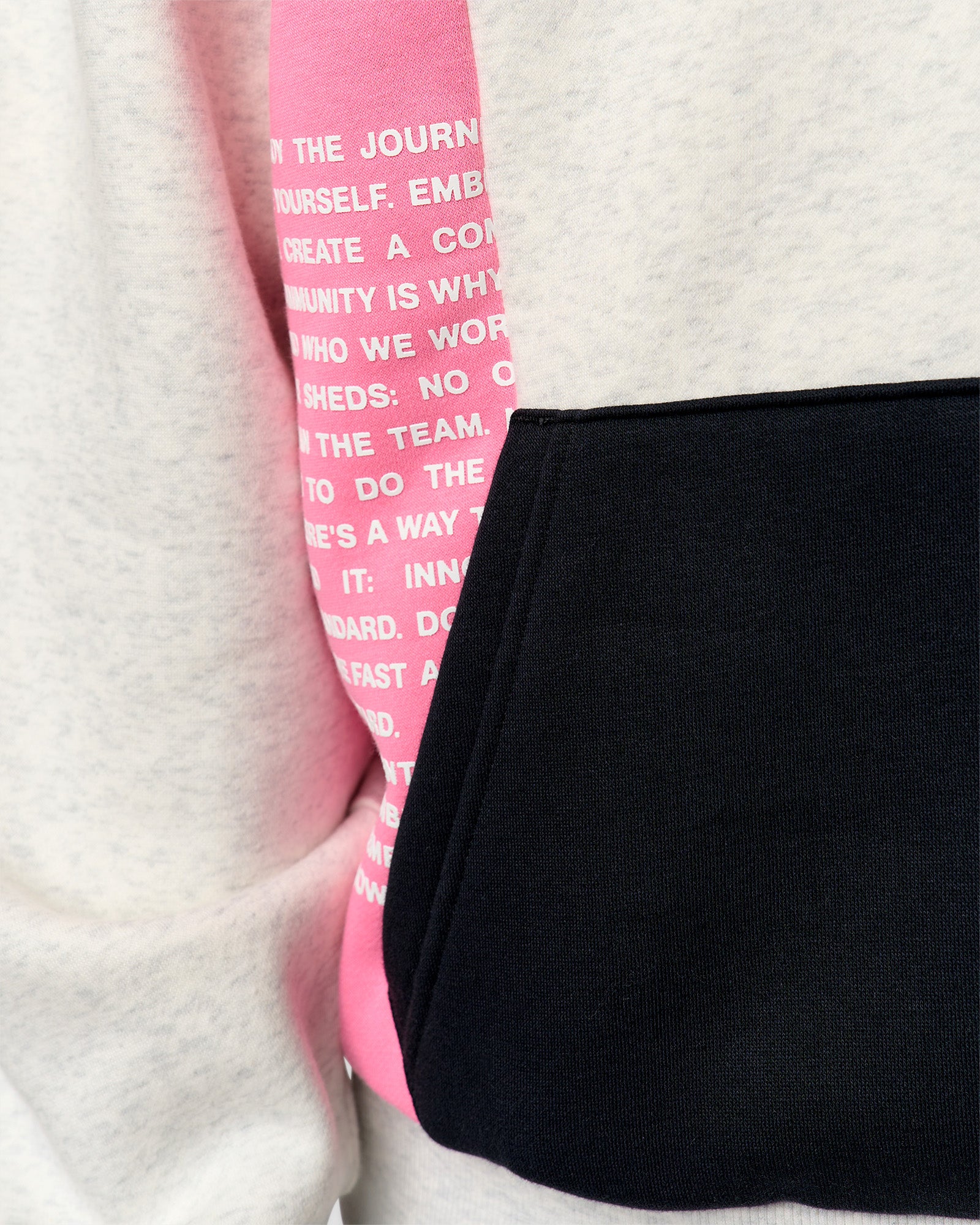 Deconstructed Fleece Hoodie - Caviar-Candy Pink-Grey Marl - Image 5