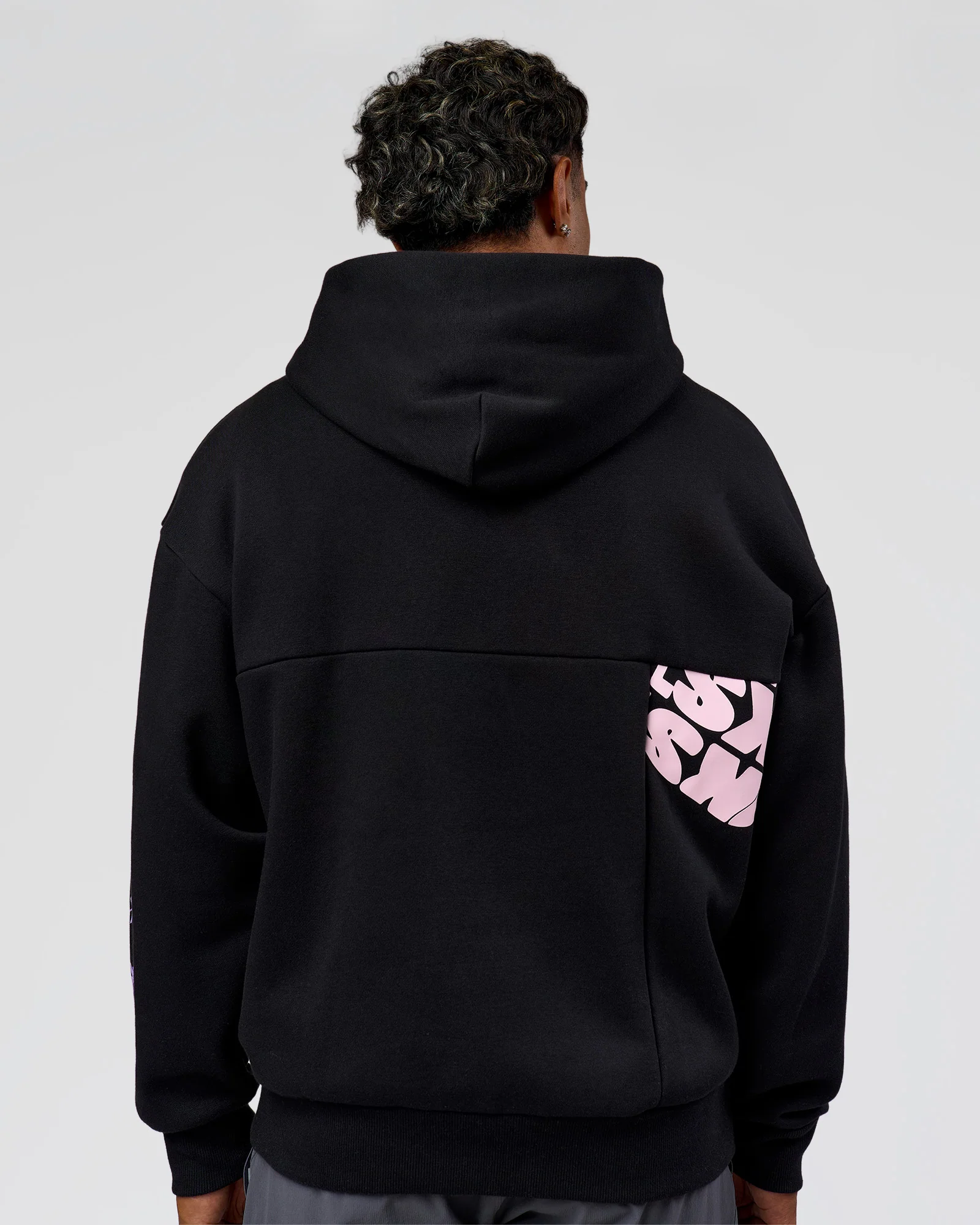 Deconstructed Fleece Hoodie - Caviar-Marshmallow-Pale Lilac - Image 10