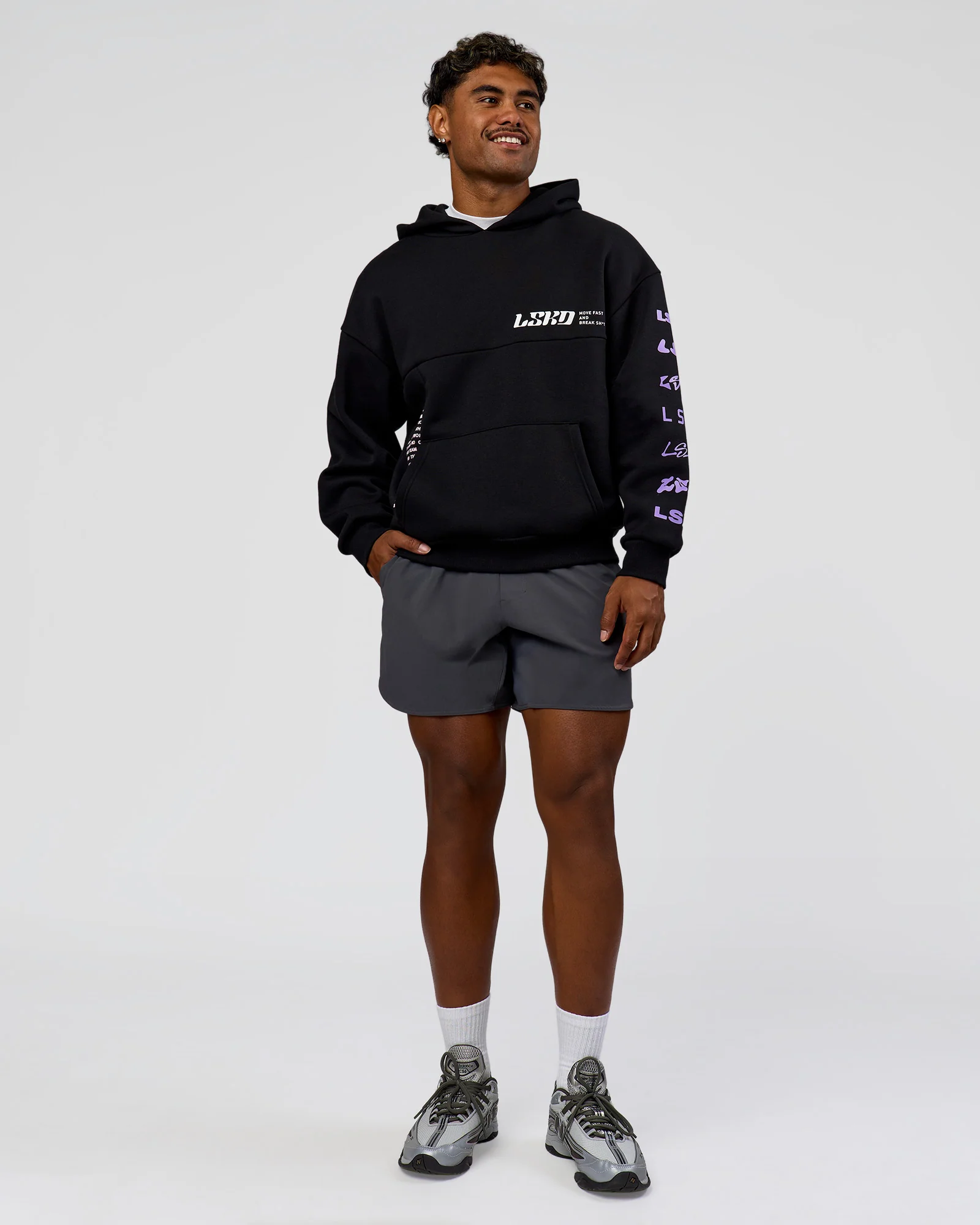 Deconstructed Fleece Hoodie - Caviar-Marshmallow-Pale Lilac - Image 12