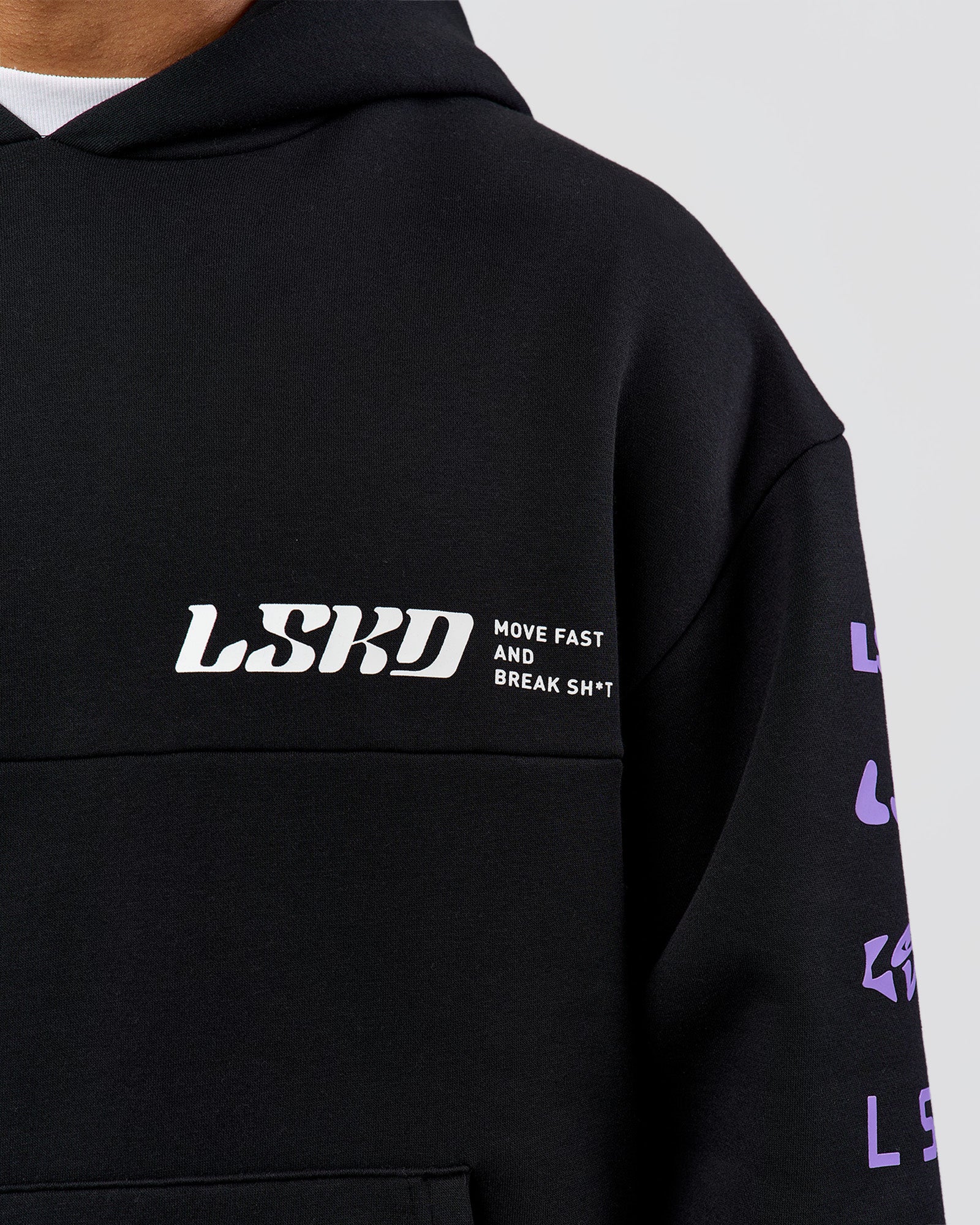 Deconstructed Fleece Hoodie - Caviar-Marshmallow-Pale Lilac - Image 13
