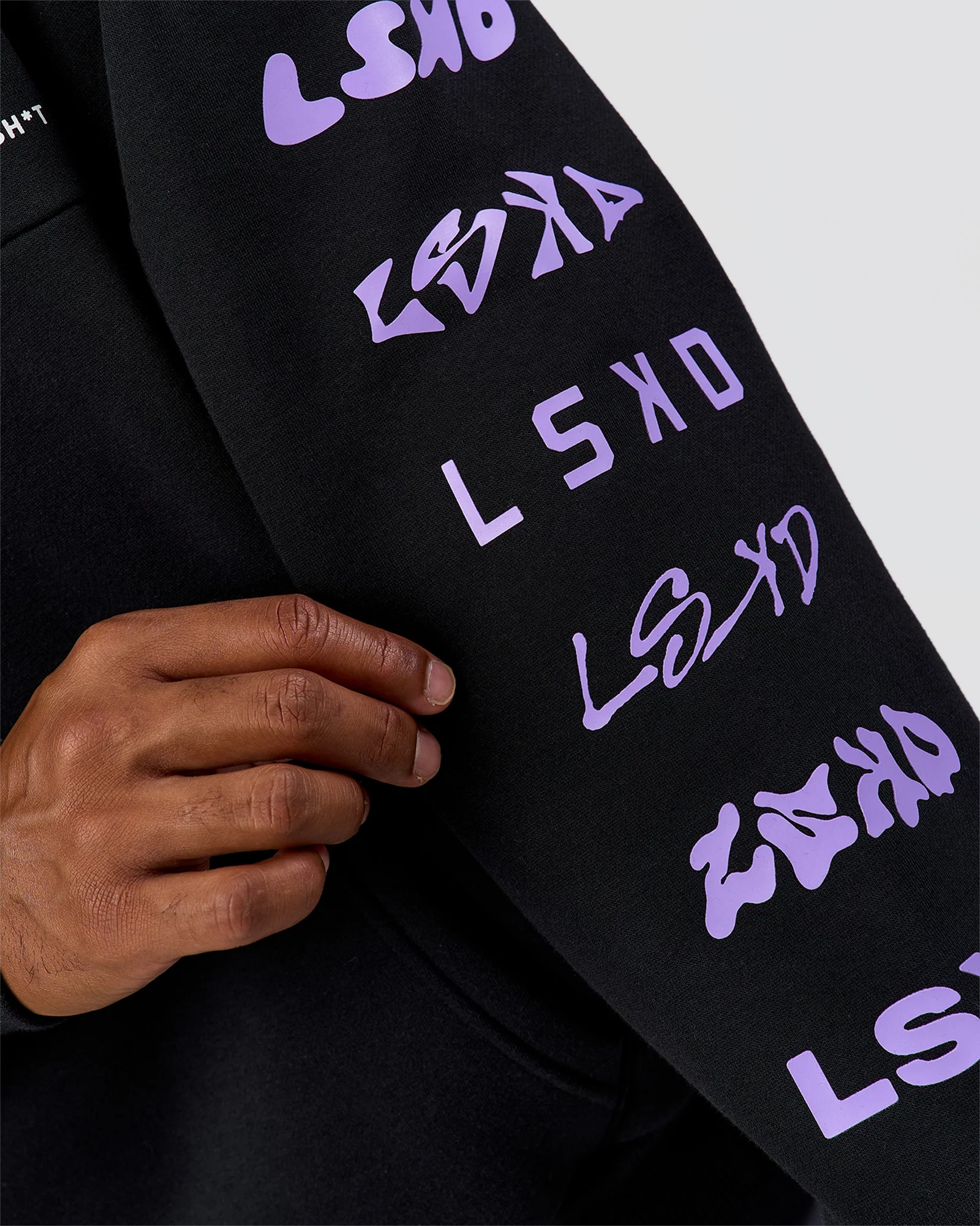 Deconstructed Fleece Hoodie - Caviar-Marshmallow-Pale Lilac - Image 3