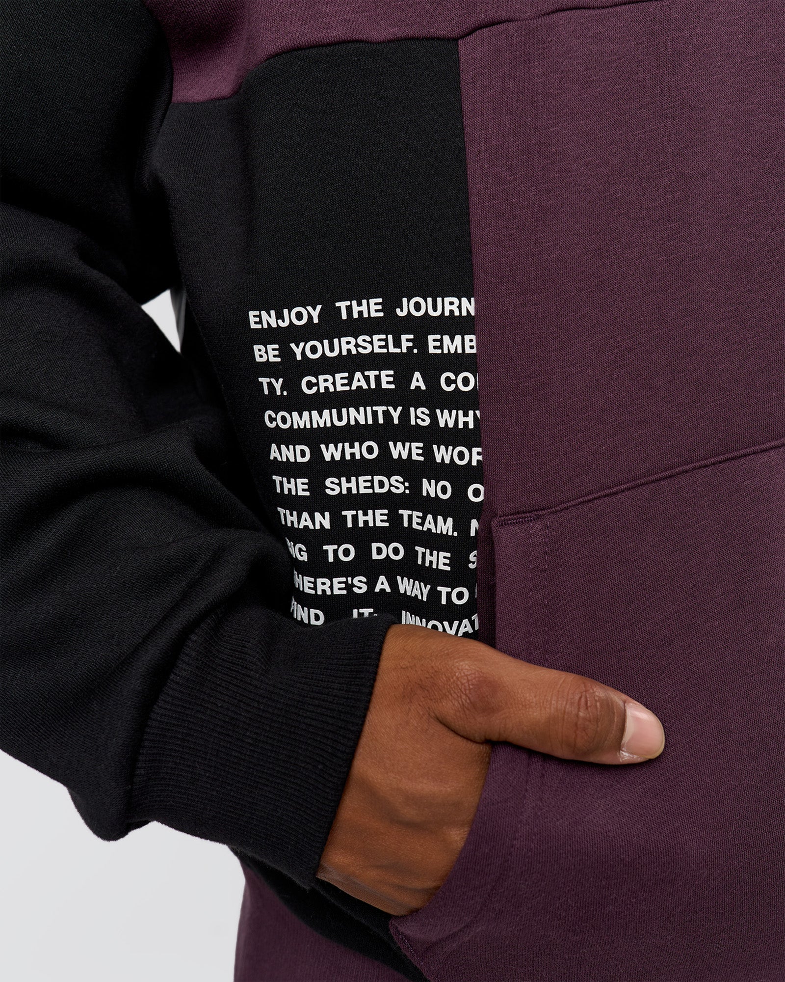 Deconstructed Fleece Hoodie - Caviar-Midnight Plum - Image 10