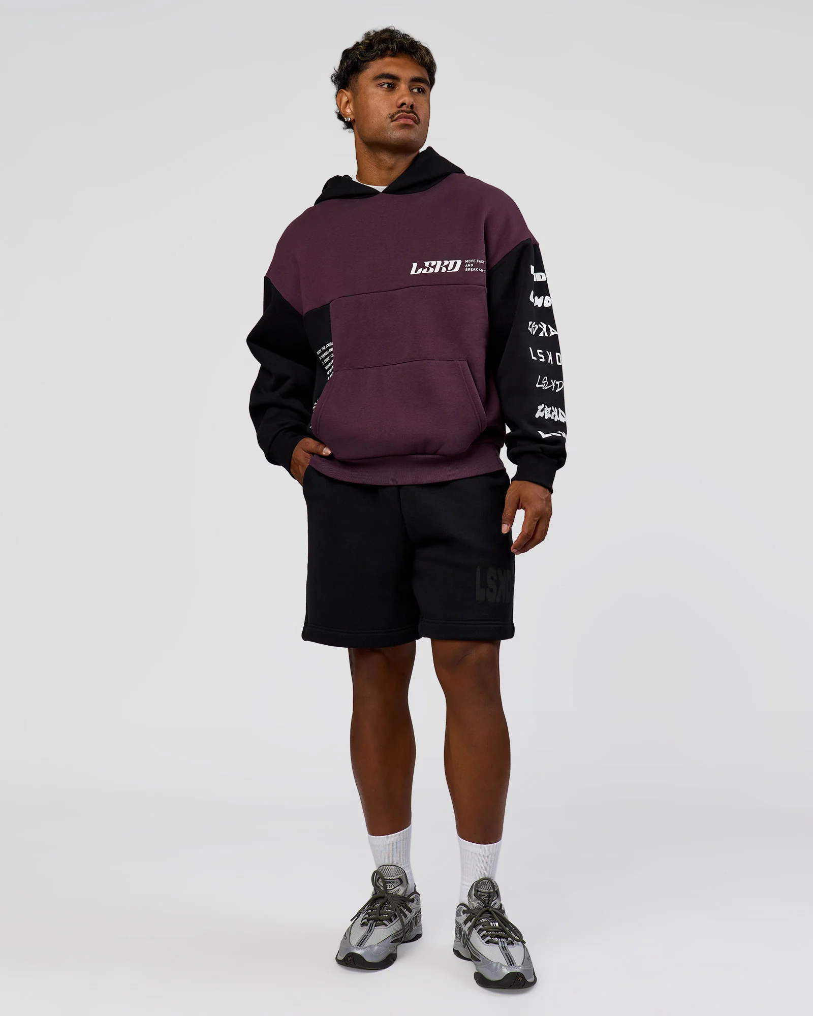 Deconstructed Fleece Hoodie - Caviar-Midnight Plum - Image 11
