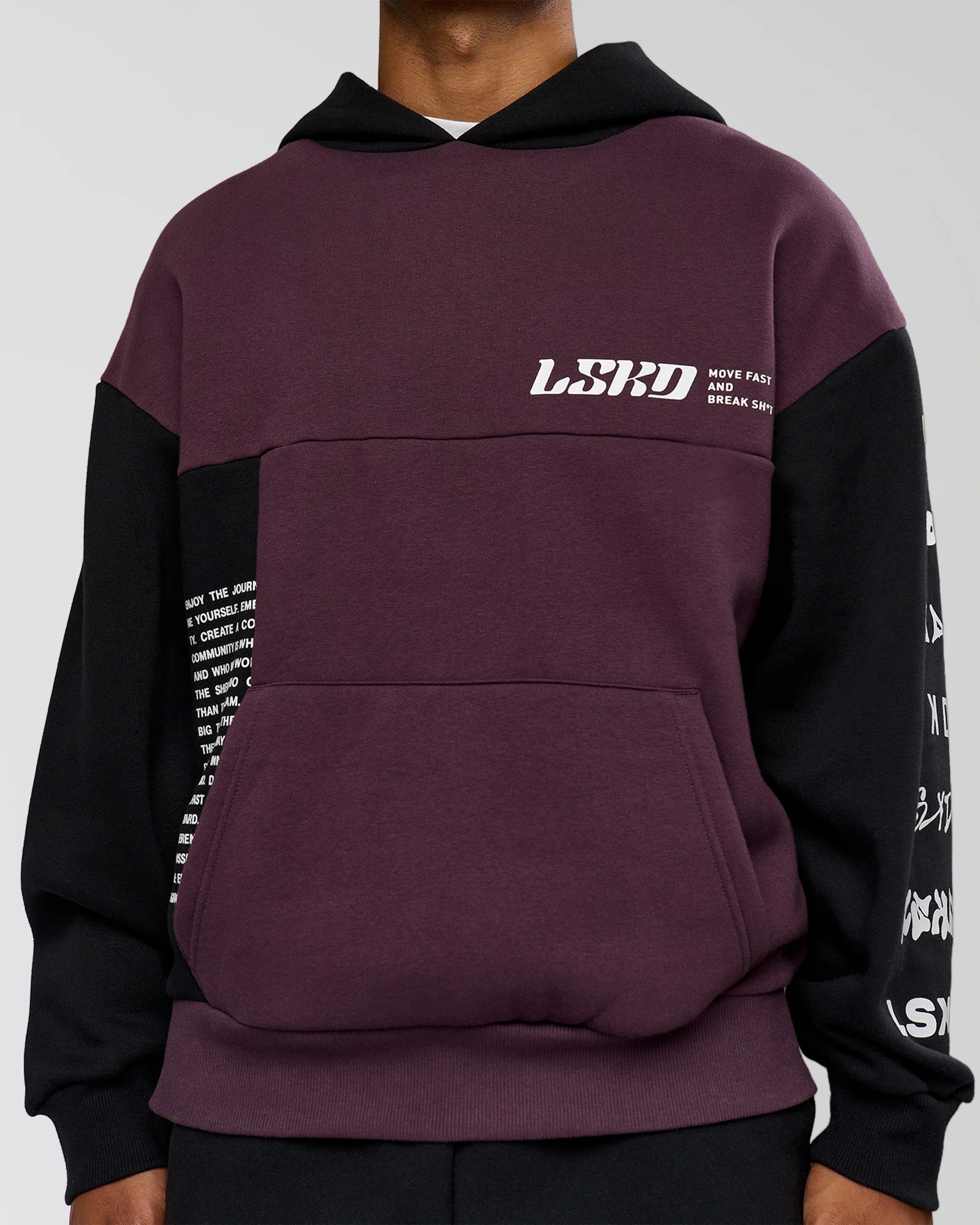 Deconstructed Fleece Hoodie - Caviar-Midnight Plum - Image 12