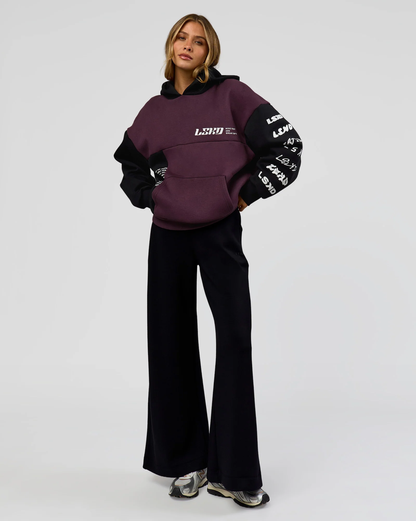 Deconstructed Fleece Hoodie - Caviar-Midnight Plum - Image 14