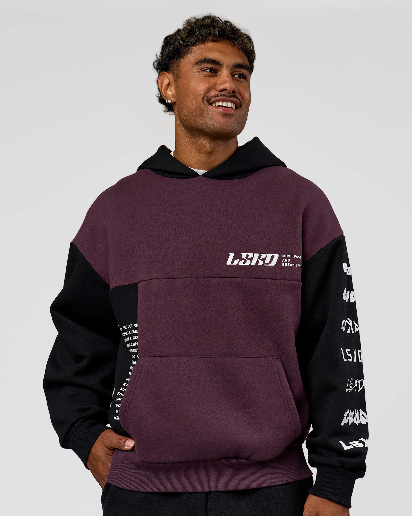 Deconstructed Fleece Hoodie - Caviar-Midnight Plum - Image 2