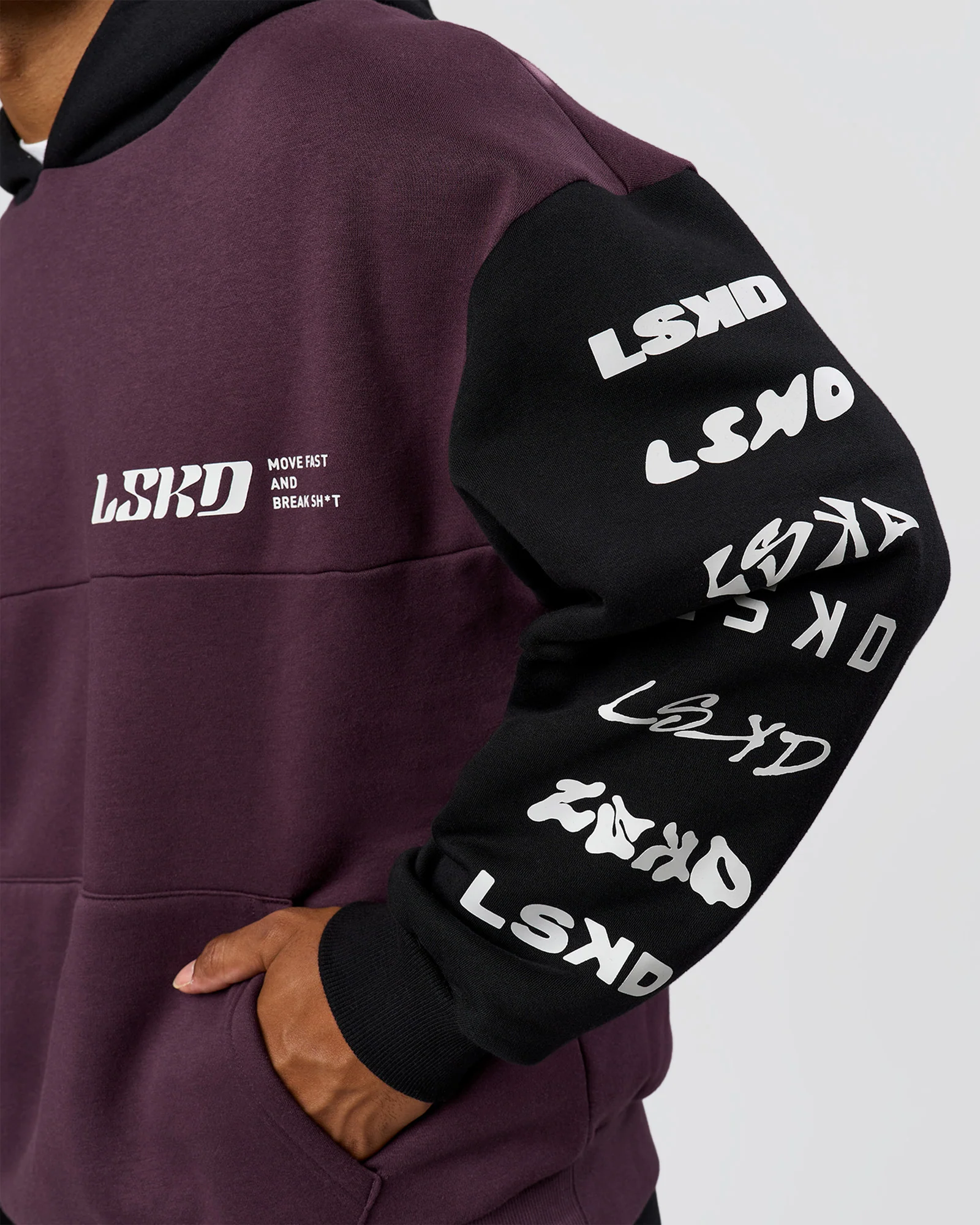 Deconstructed Fleece Hoodie - Caviar-Midnight Plum - Image 3