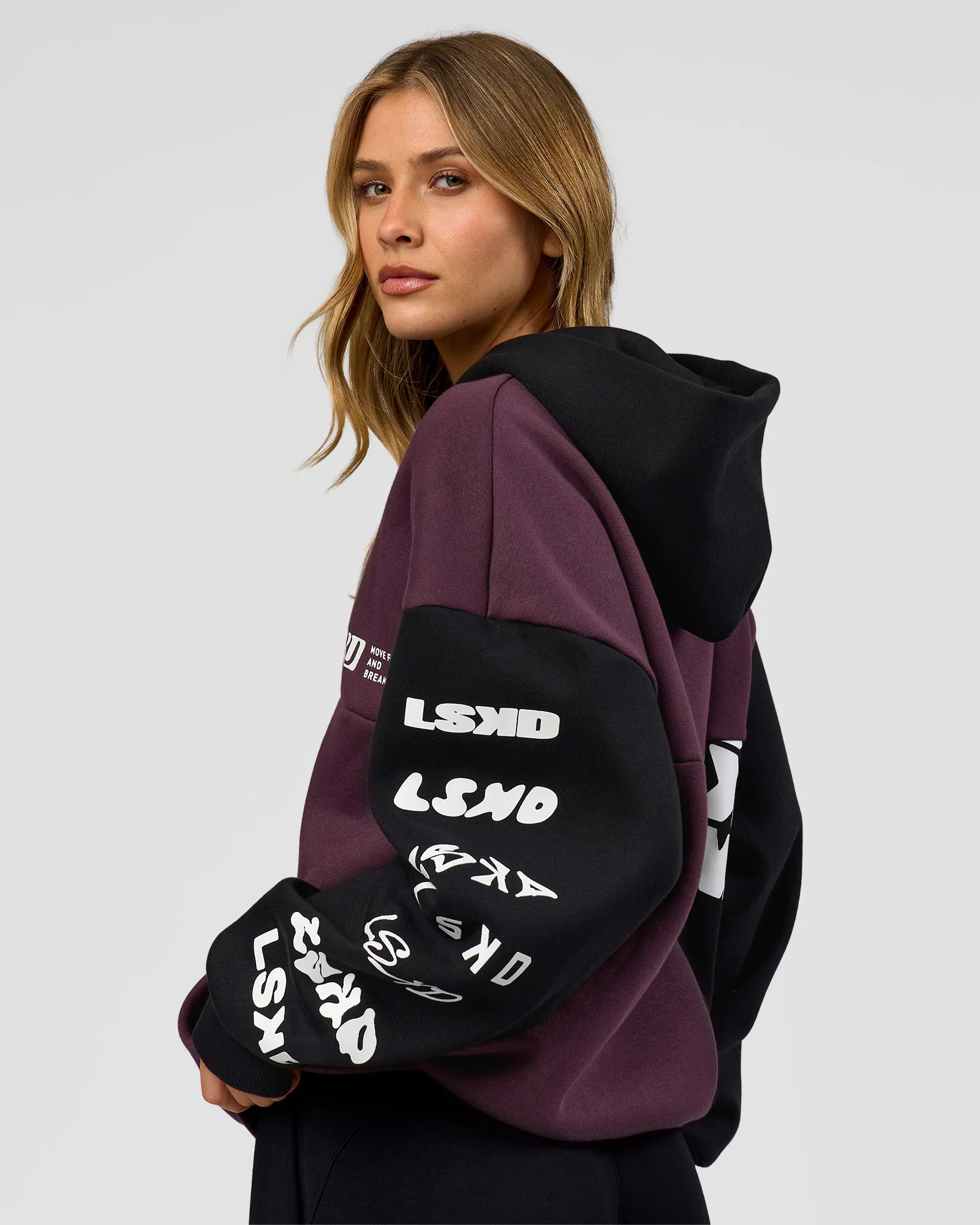 Deconstructed Fleece Hoodie - Caviar-Midnight Plum - Image 5