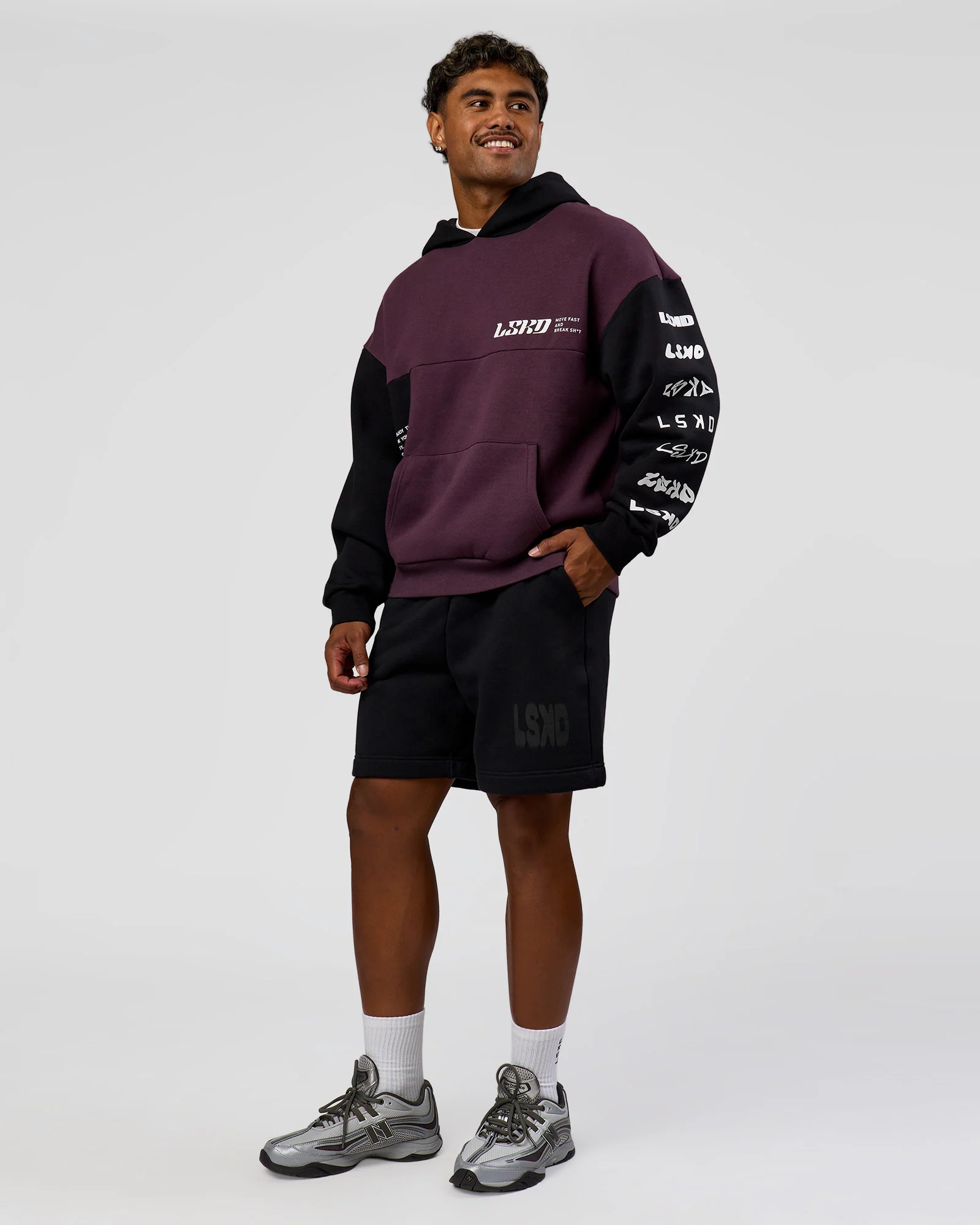 Deconstructed Fleece Hoodie - Caviar-Midnight Plum - Image 6