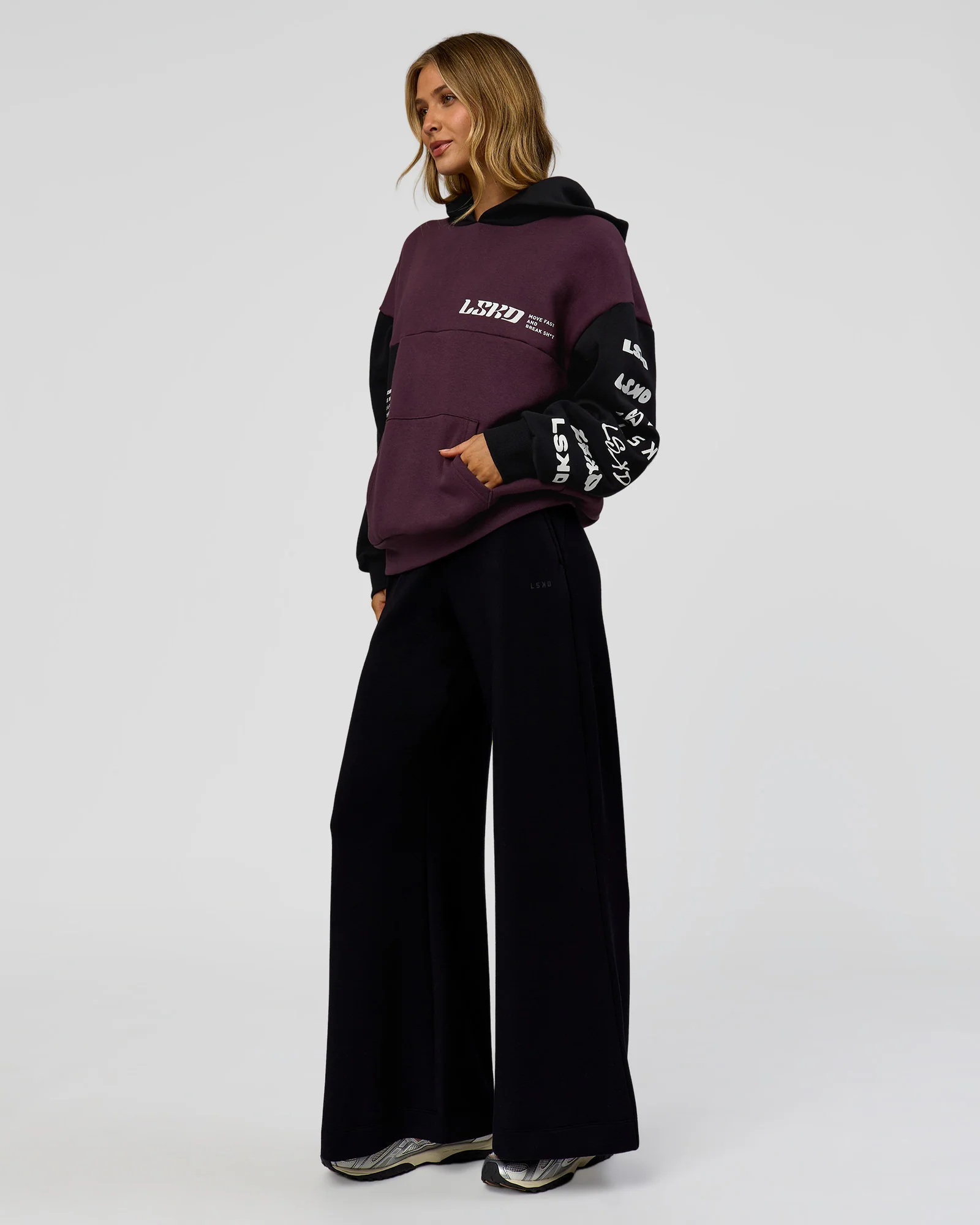 Deconstructed Fleece Hoodie - Caviar-Midnight Plum - Image 8