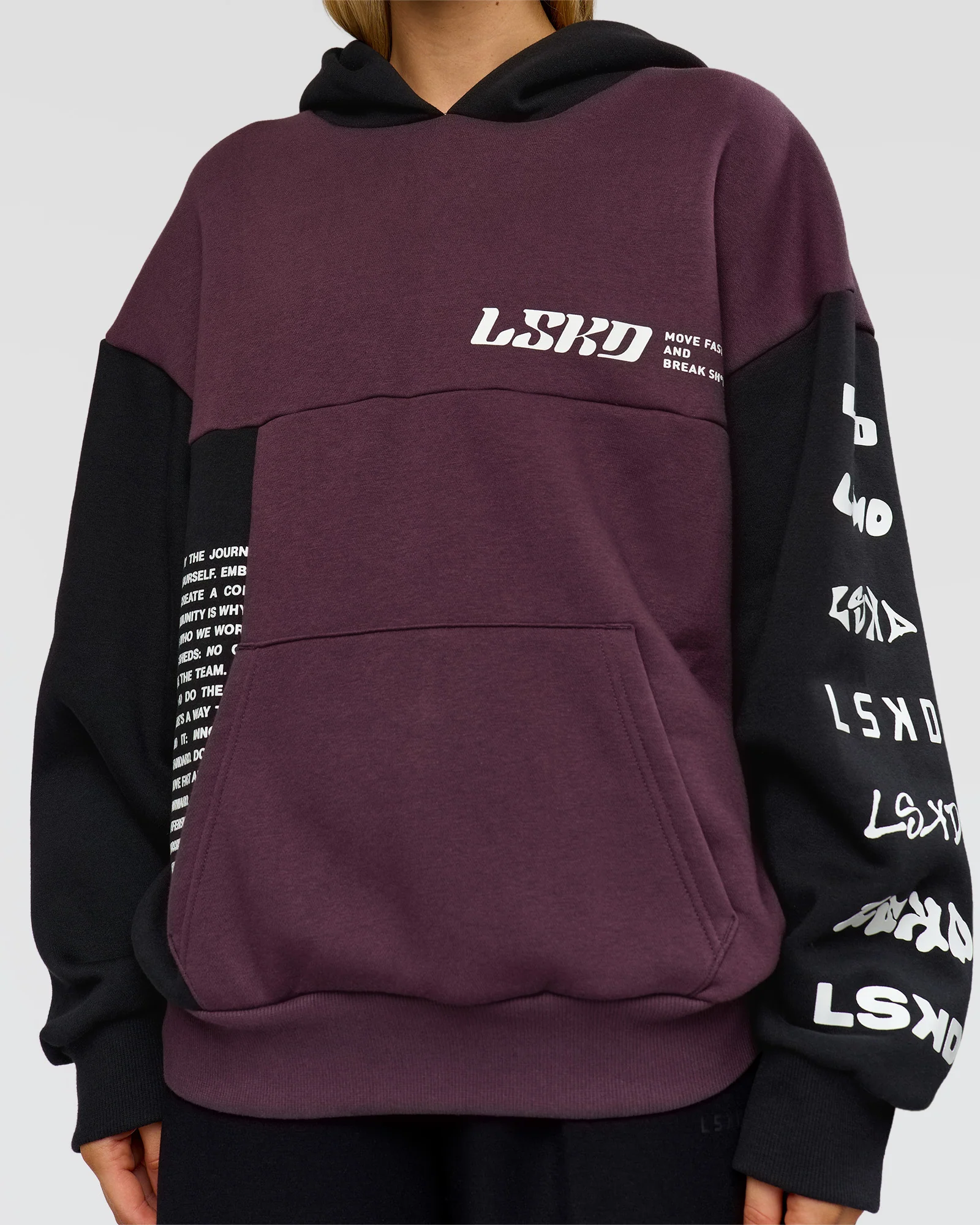 Deconstructed Fleece Hoodie - Caviar-Midnight Plum - Image 9