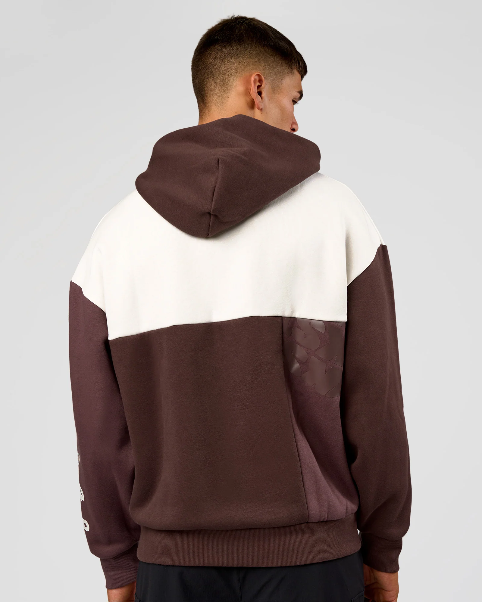 Deconstructed Fleece Hoodie - Off White-Cocoa Powder-Choc - Image 6