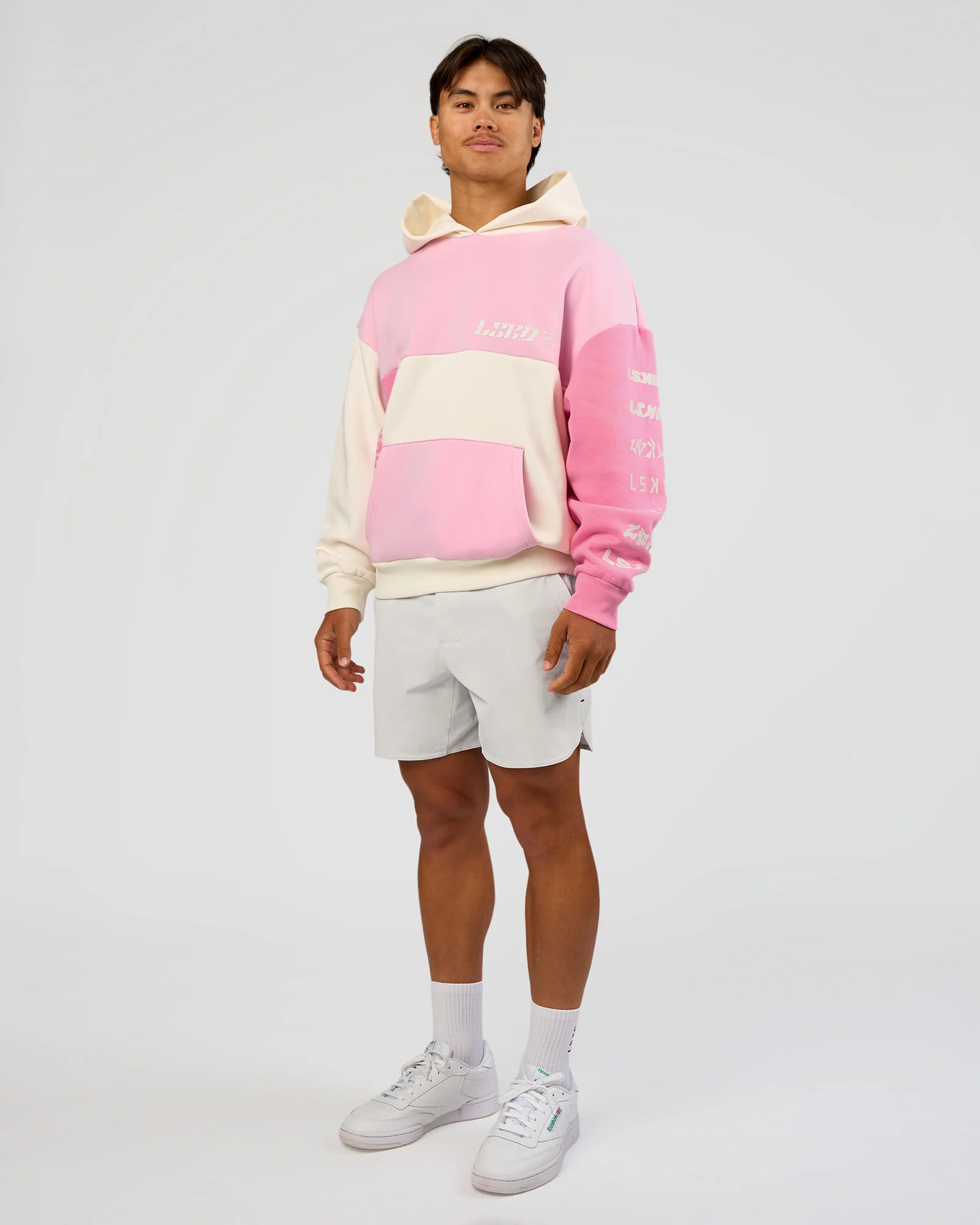 Deconstructed Fleece Hoodie - Off White-Marshmallow-Pink - Image 13
